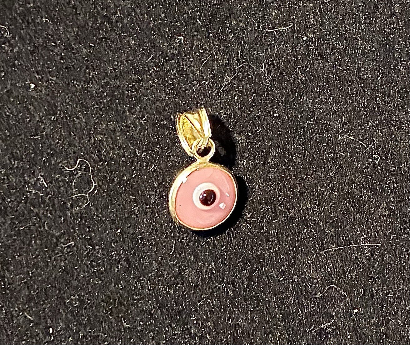 Evil Eye Solid 14kt yellow gold Pink Enamel Charm Pendant Good Luck Brand New
