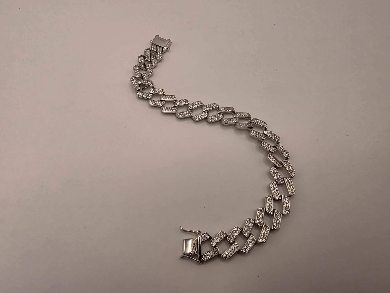 Sterling Silver Pave Cuban Link Bracelet | 925 Silver Iced Out Chain Bracelet 8