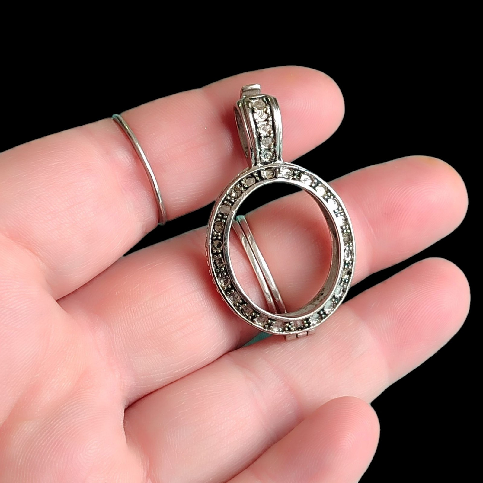 Sterling Silver 925 Bezel Locket Oval Pendant Setting