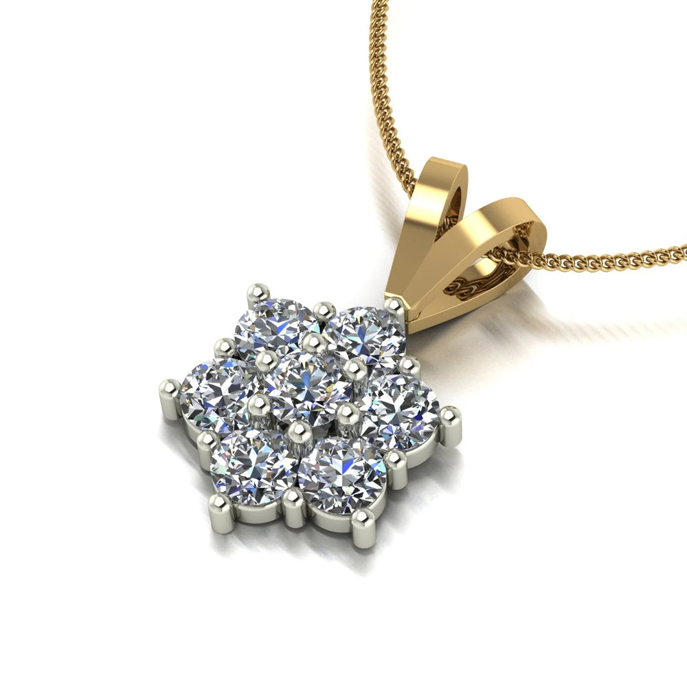 Pendant Necklace Round 1 Carat GLI HRD Lab Created Diamond 18k Yellow Gold