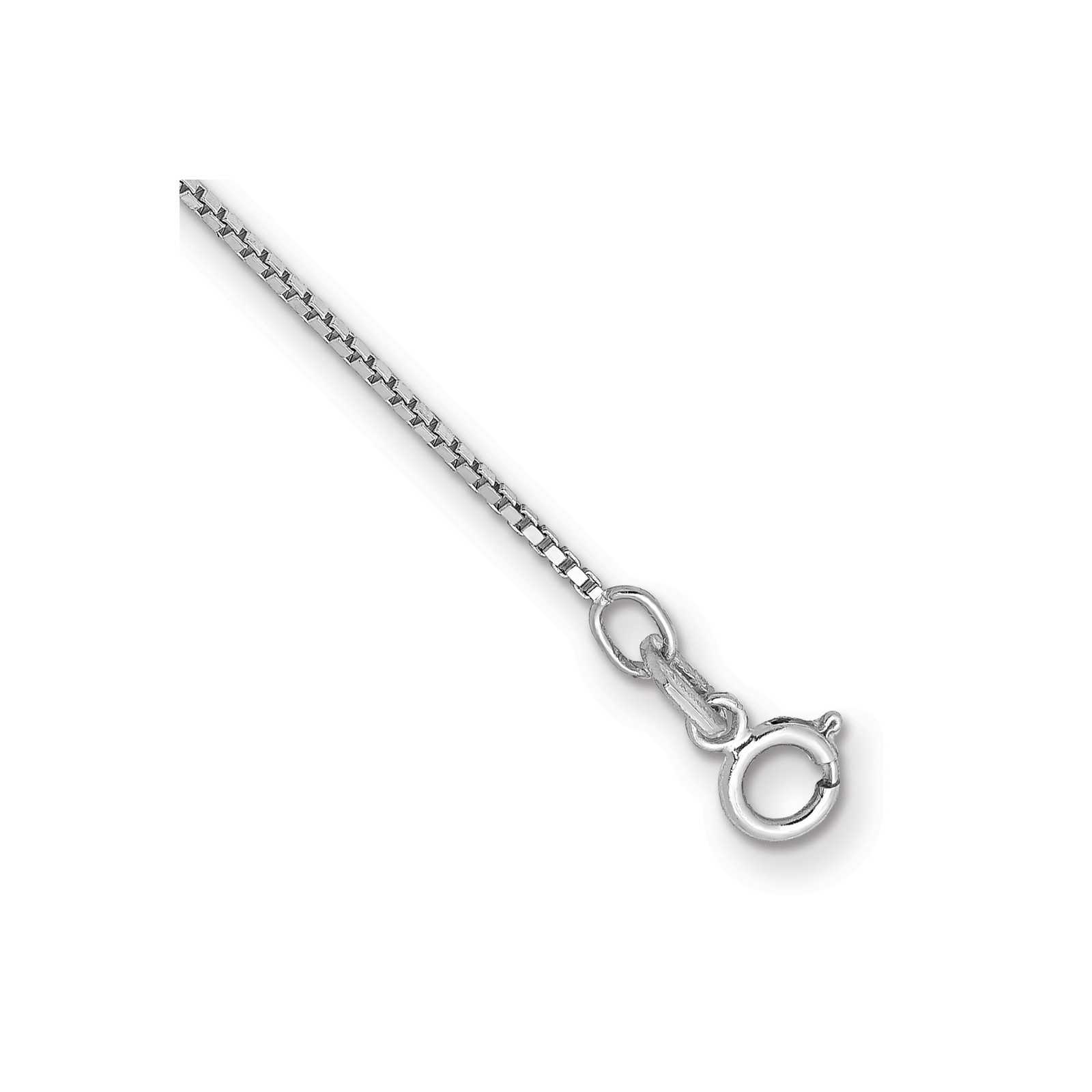14K White Gold 7 inch .9mm Box with Spring Ring Clasp Bracelet Chain Necklace Me