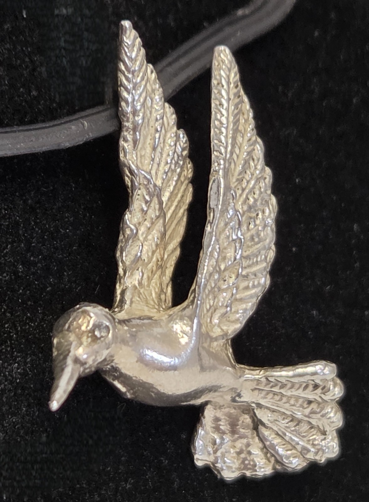 HUMMINGBIRD Sterling Silver Pendant Charm Vtg 925 3D Bird Flying 1.25″ Tall