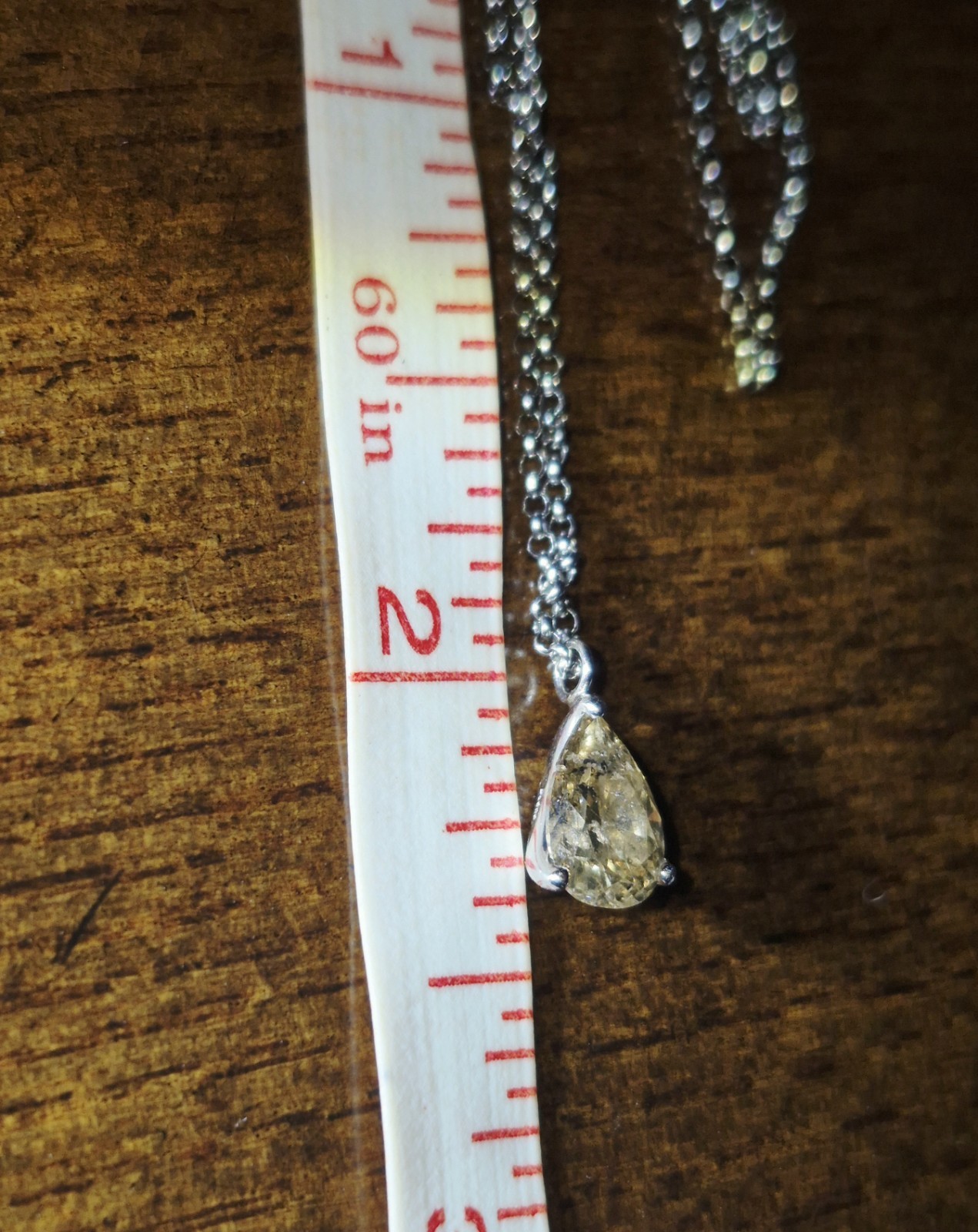 STUNNING! PLATINUM 900 NATURAL EARTH MINED 1ct GOLDEN DIAMOND SOLITAIRE NECKLACE