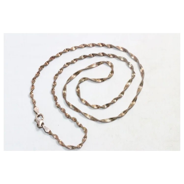 Vintage Sterling Silver 18 Inch Singapore Chain Necklace