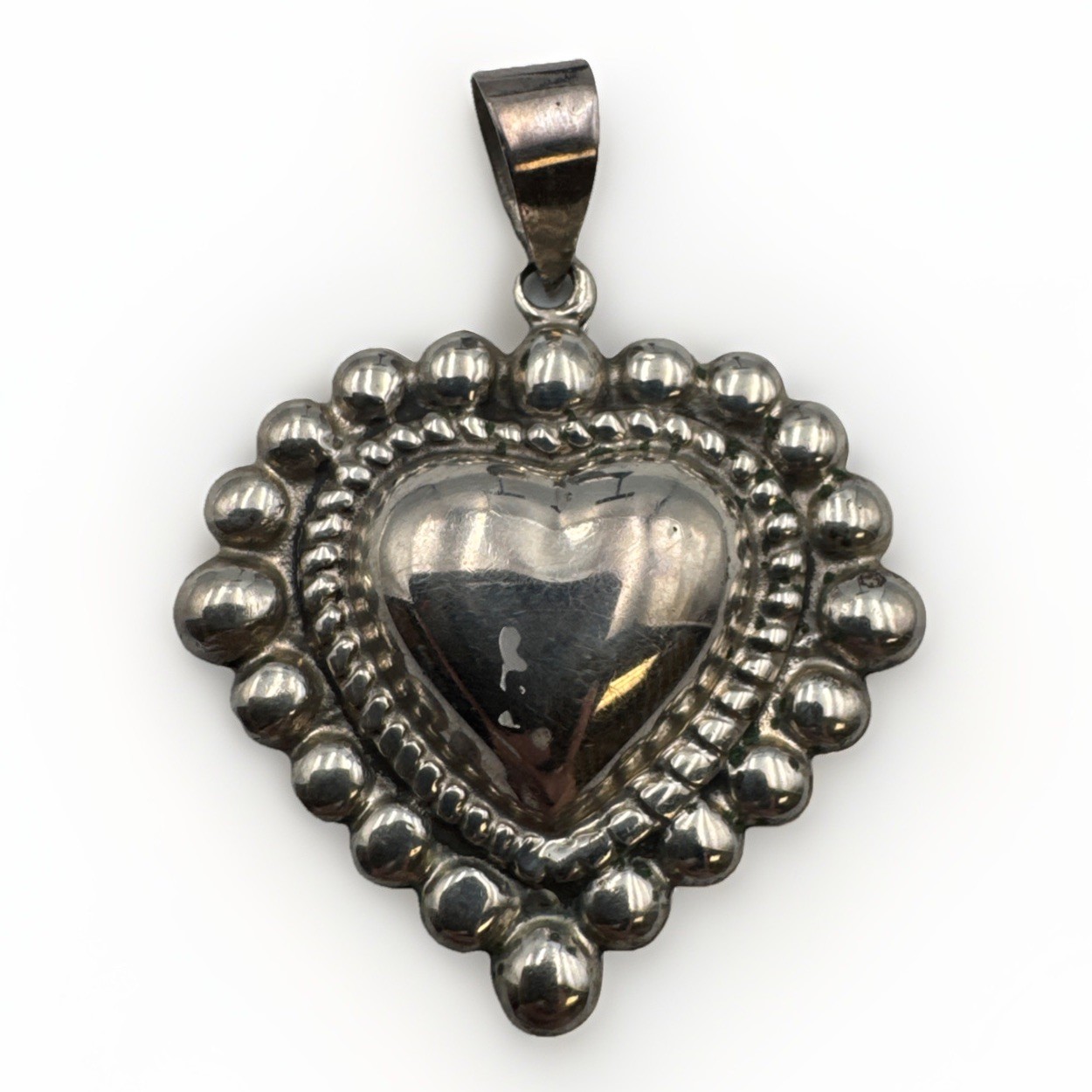 CSE Thailand Marked 925 Sterling Silver 1.75″ Heart Pendant, 6.9g