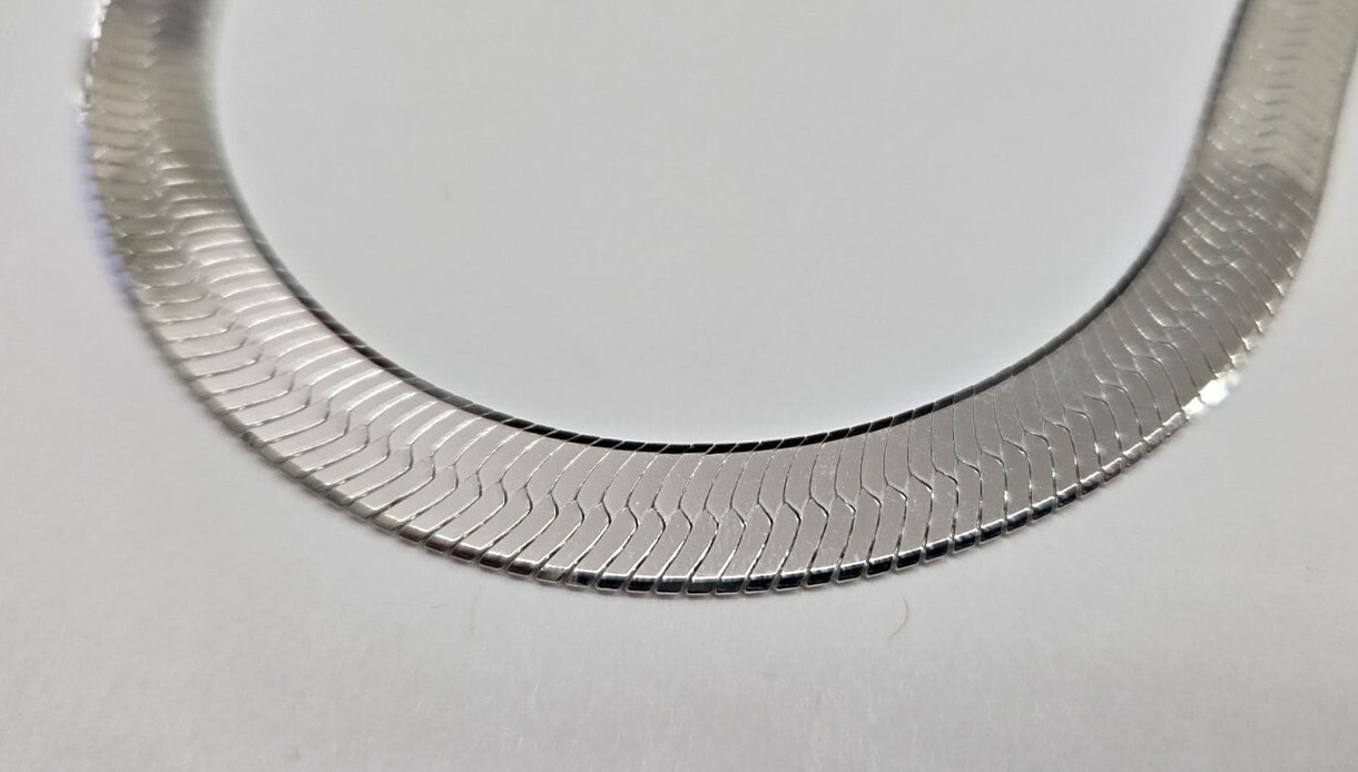 925 Sterling Silver Thick Beveled Edges Herringbone Chain Necklace 9mm 7″ to 30″