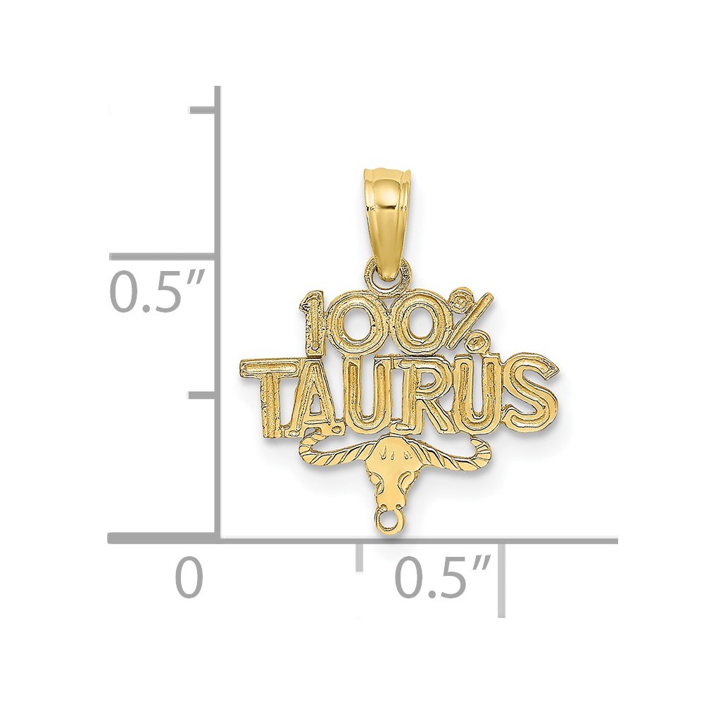 10K Yellow Gold 100% TAURUS Zodiac Shape Fancy Charm Pendant L-15.65mm, W-14.8mm