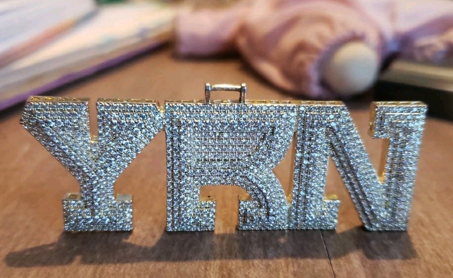 45mm Solid Gold Plated Customized Pendant YRN “Young Rich N*@@*$”