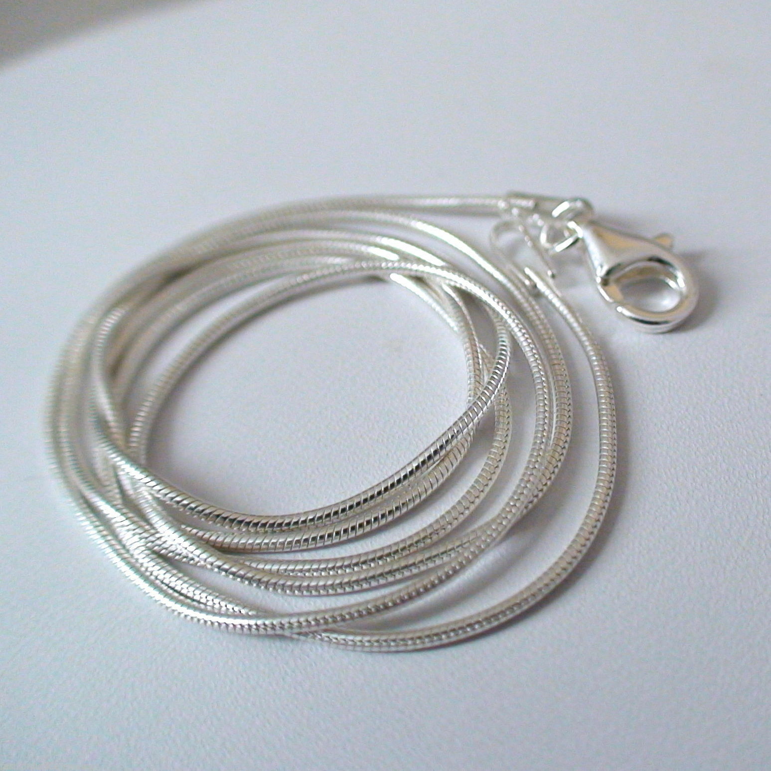 Sterling Silver 1mm SNAKE Chain Necklace Lobster Clasp 925 Italian Polished