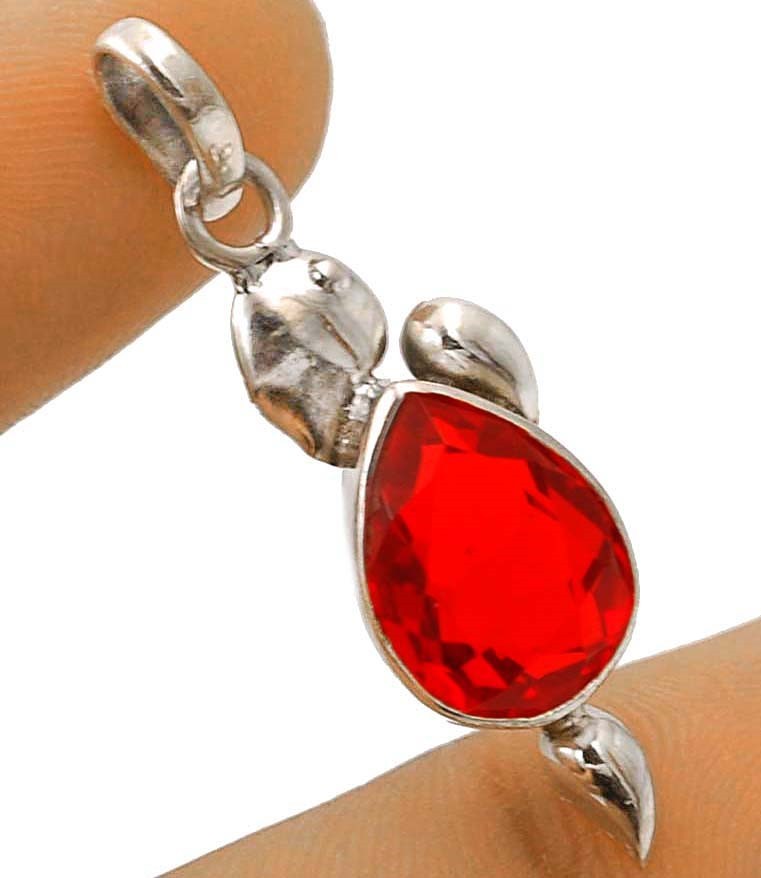 Natural 5CT Fire Garnet 925 Solid Sterling Silver Pendant 1 1/2” Long @B3-4