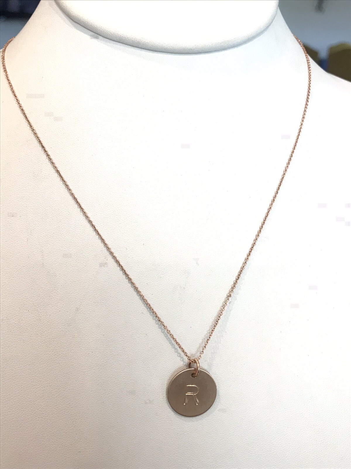 14k-Gold Filled Initial Disc Necklace NASHELLE. Rose Gold Tone