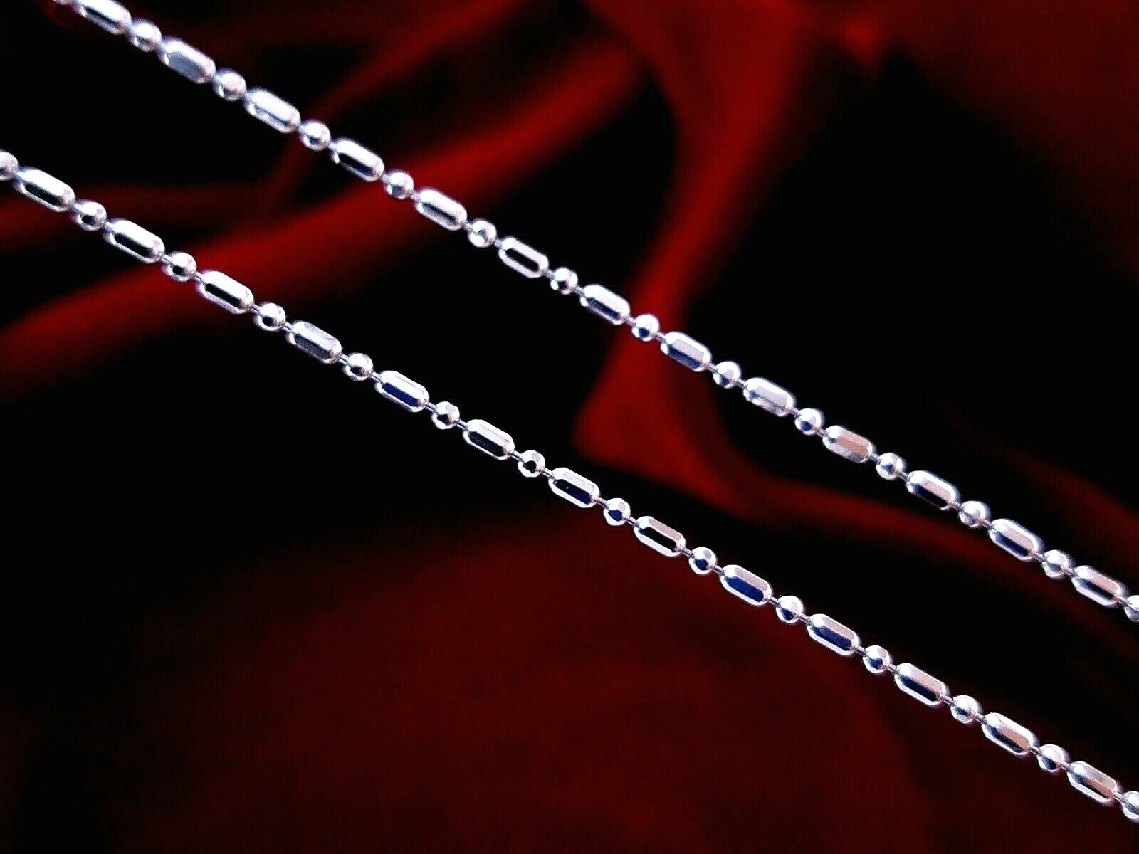 Sterling Silver .925 sparkly Bar & Bead Chain 1.5mm – Lobster claw, 16″ or 18″