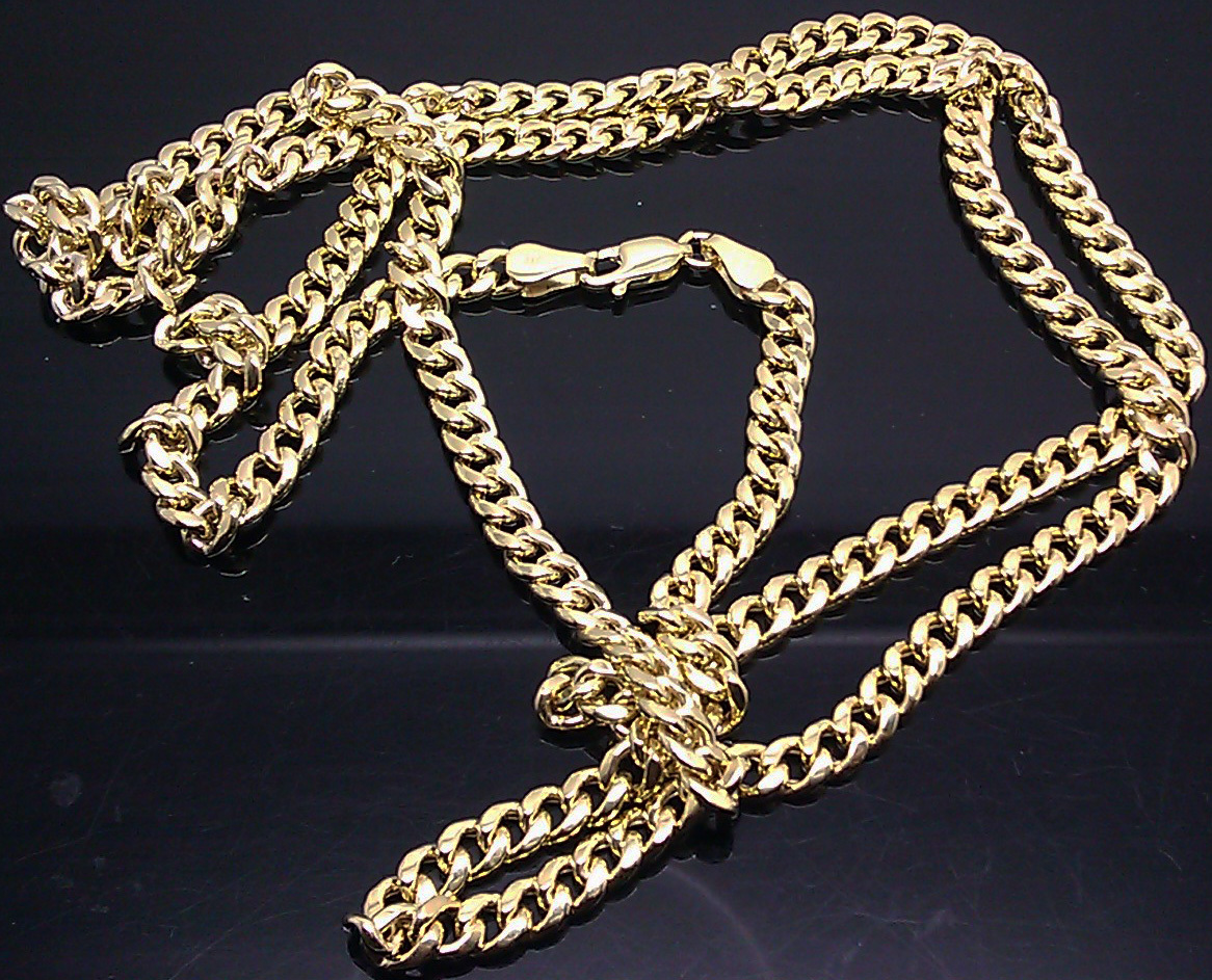 26″ 5mm Real 10K Gold Chain Men women Miami Cuban Chain link Necklace Yellow