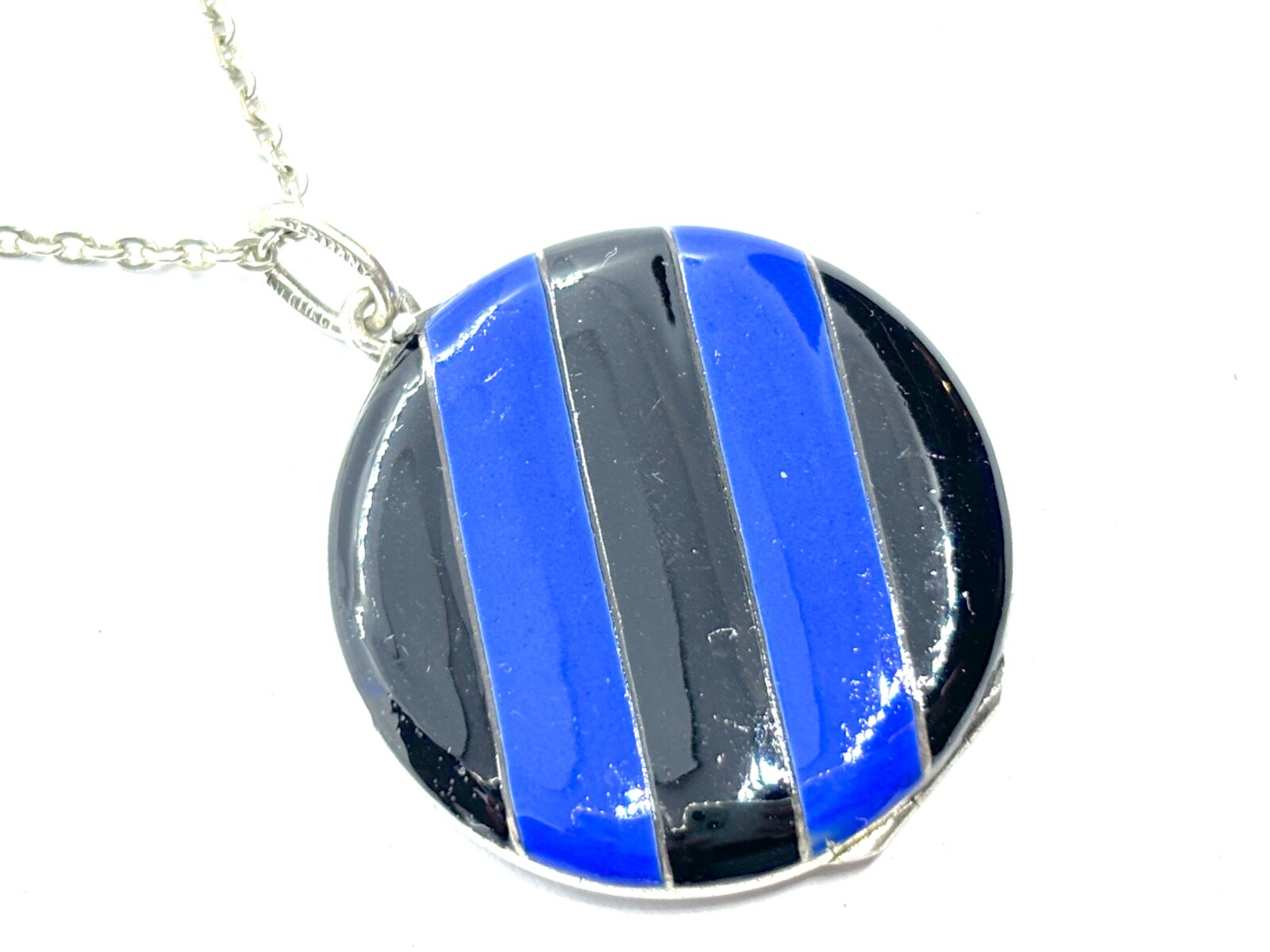 Antique 1900’s German Sterling Silver Enamel Picture Locket Pendant Necklace 16g