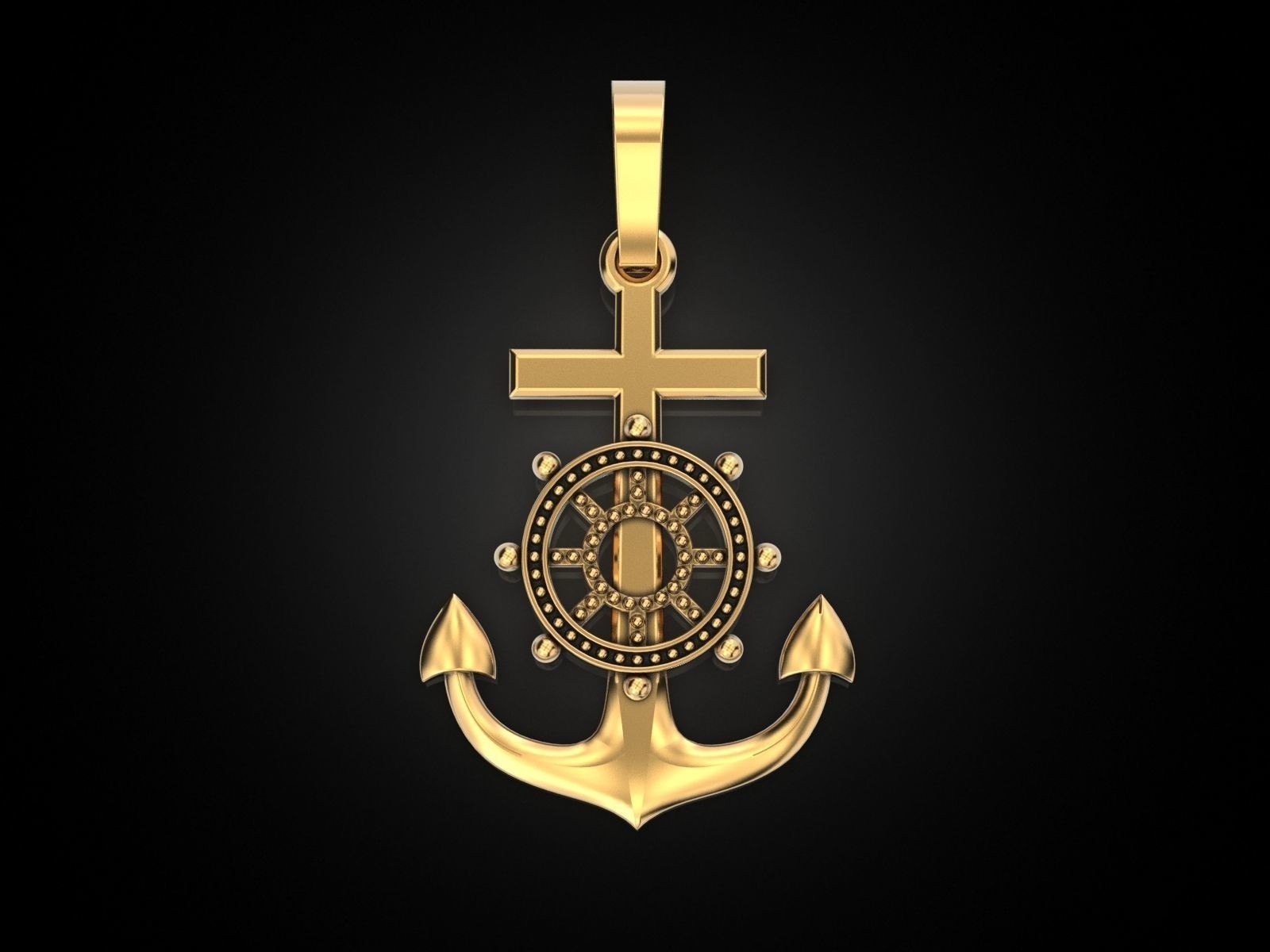 14k gold Jesus anchor pendant Statement Jewelry , Gift For Him