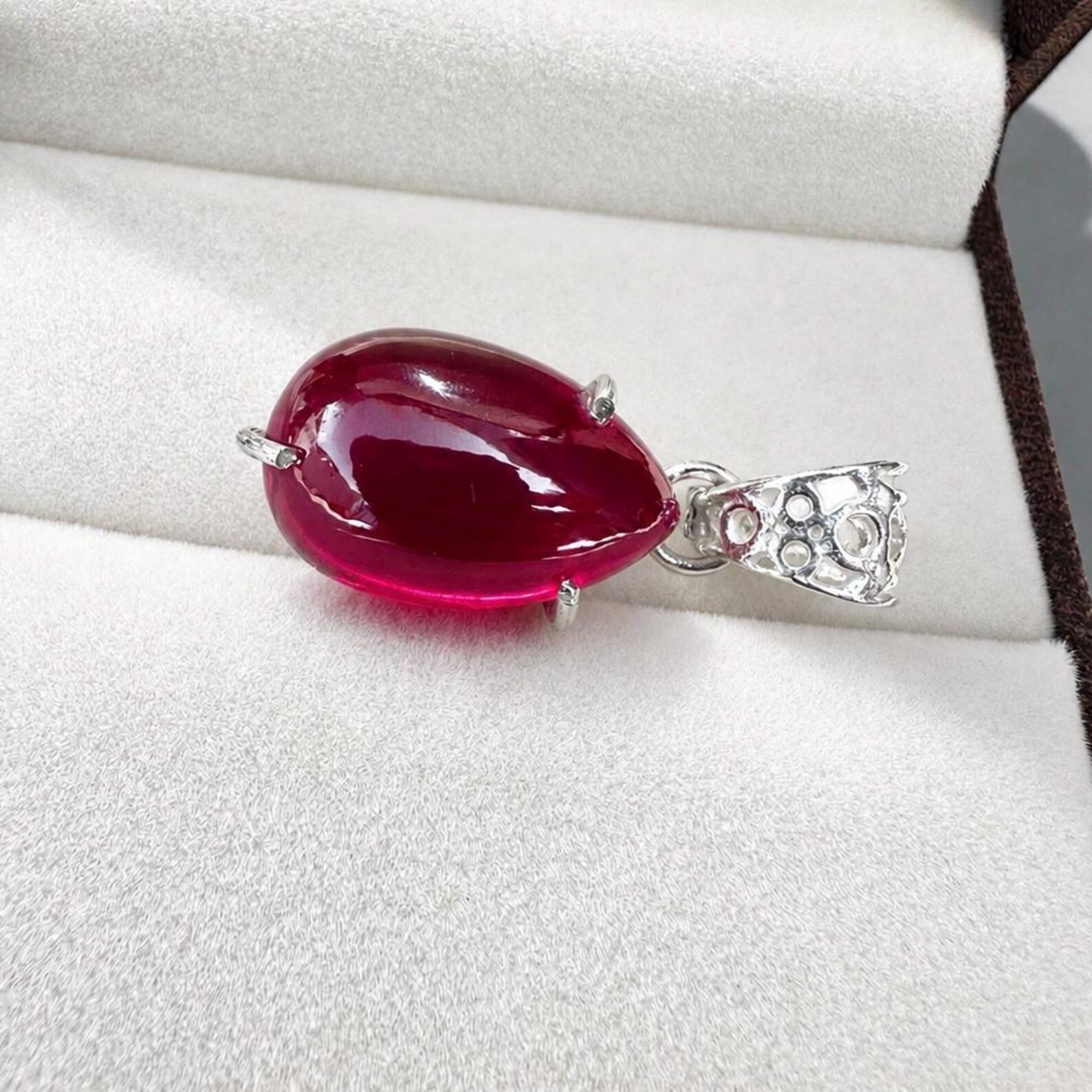Natural Certified Red “Ruby Pendant 925 Sterling Silver Pear Cut Loose Gemstone