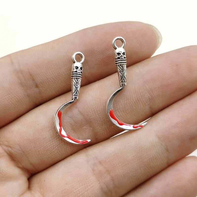 20PCS Alloy Antique Silver Tone Hook Knife Viking Gothic Charm Pendant BCS09