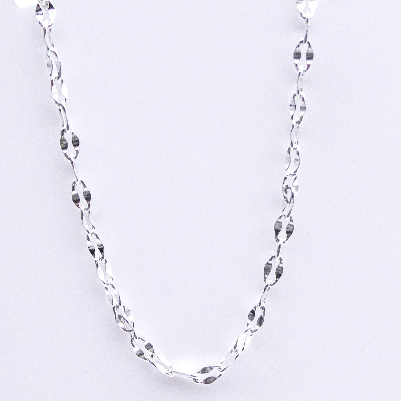 New Sterling Silver Italy Flat Link Adjustable Chain Necklace 23″ Stackable