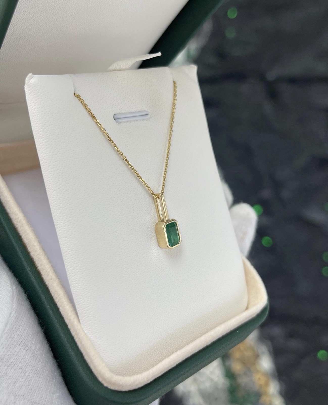 14k Zambian Emerald Pendant 14k Solid Yellow Gold Natural Emerald Pendant