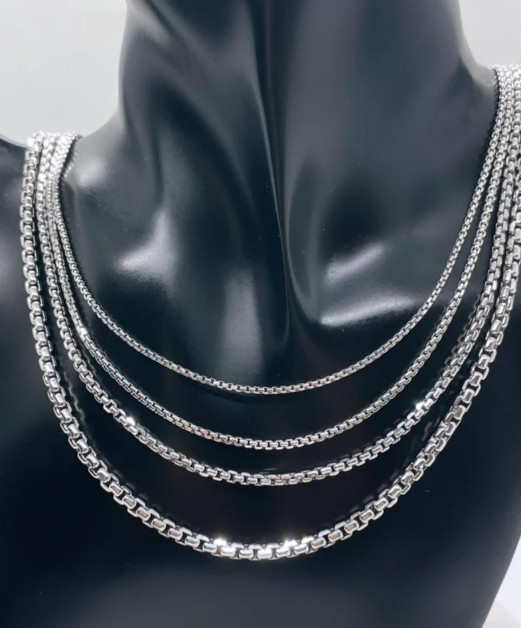 14kt White Gold 18″ ROUND Box Link Pendant Chain/Necklace 1.7 mm 3.5 grams