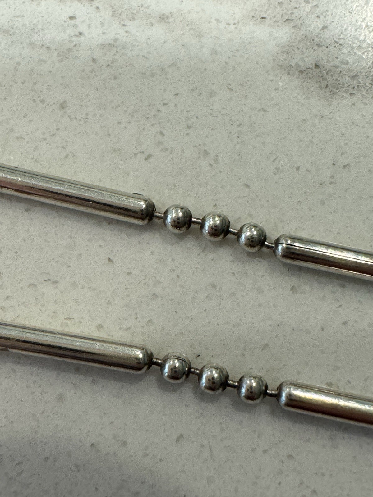 Sterling Silver 925 Bar Link Chain Necklace. Made In Italy. 24 Inch. 4.93 Grams