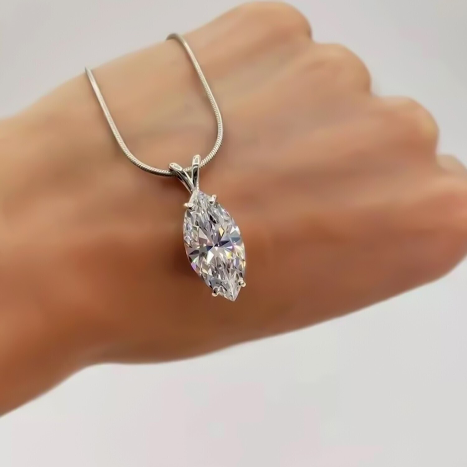 5 Ct Marquise Diamond Pendant in 925 Silver Certified Gift for Birthday