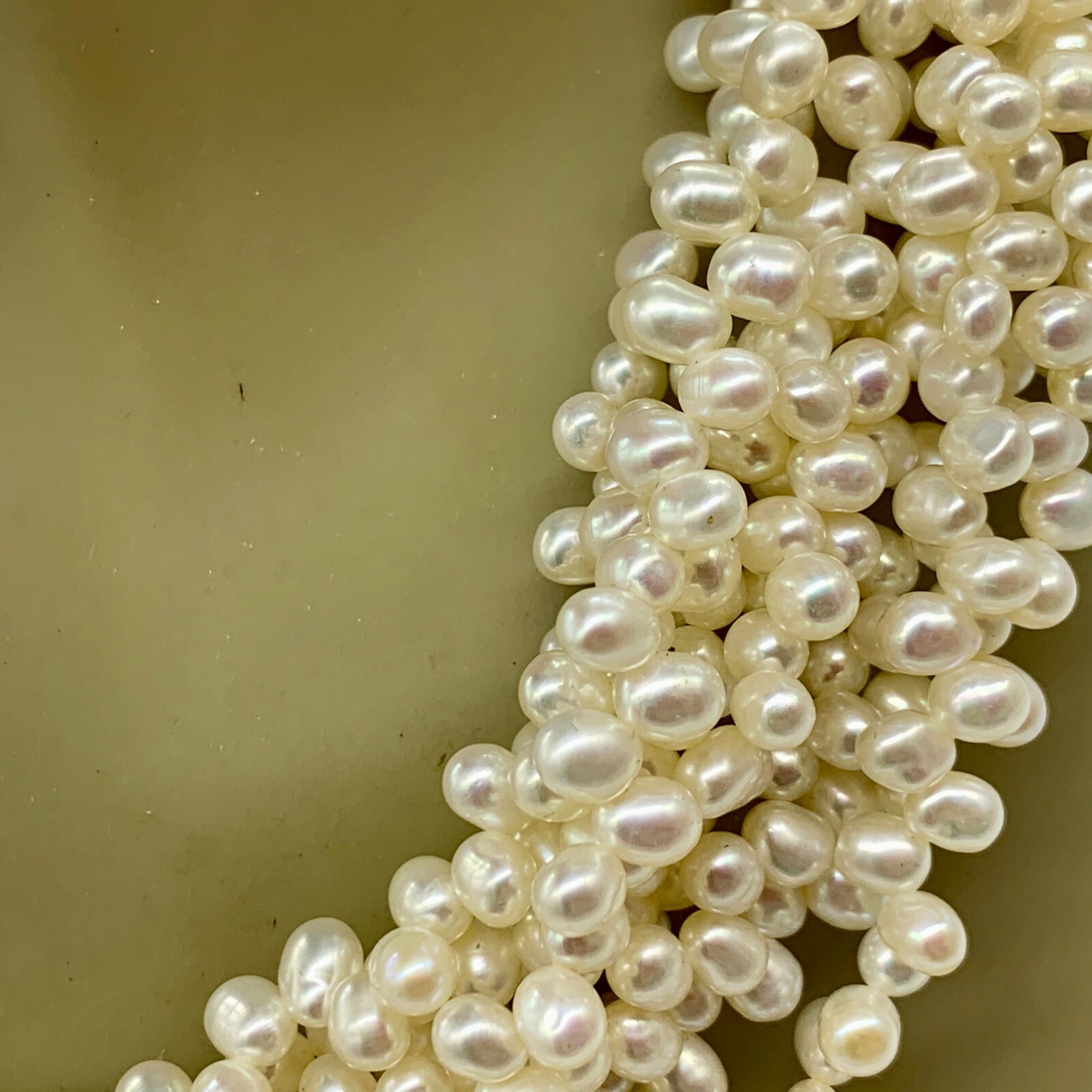 ESTATE STERLING SILVER CULTURED WHITE FRESHWATER PEARL 8 ROW STATEMENT NECKLACE
