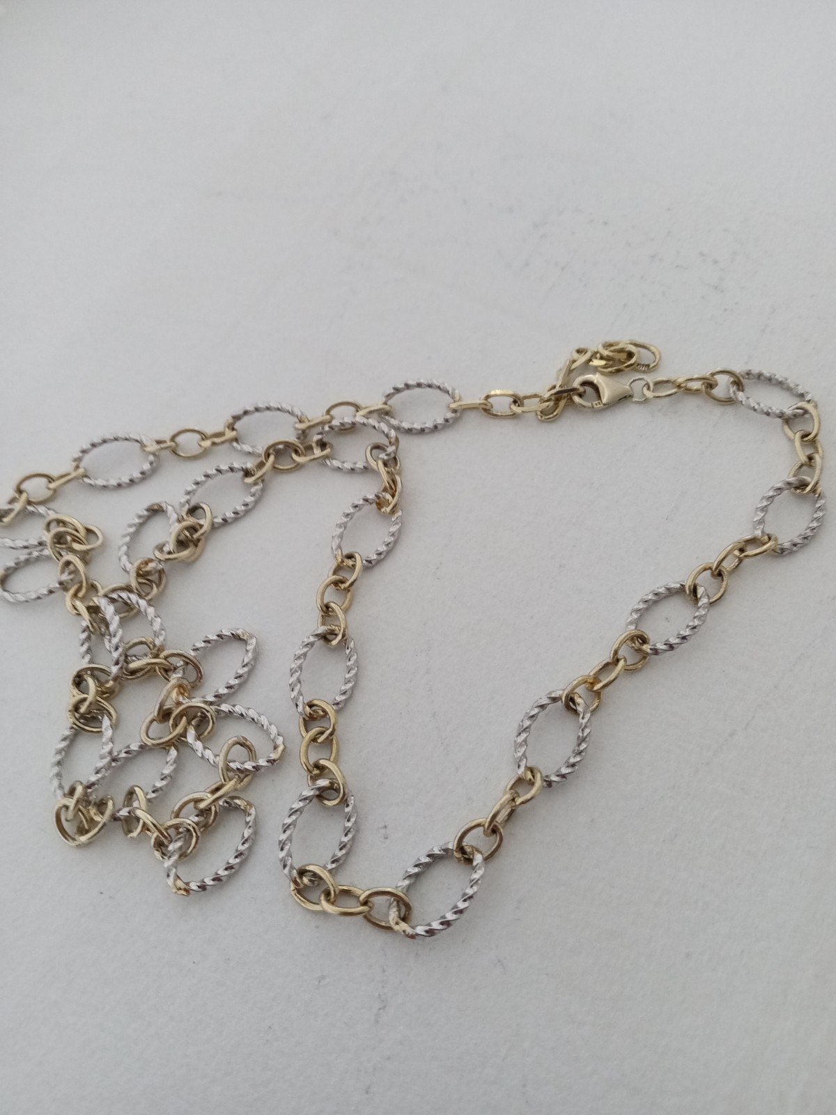 gold and silver Link Necklace Marked 681 And 925 22″