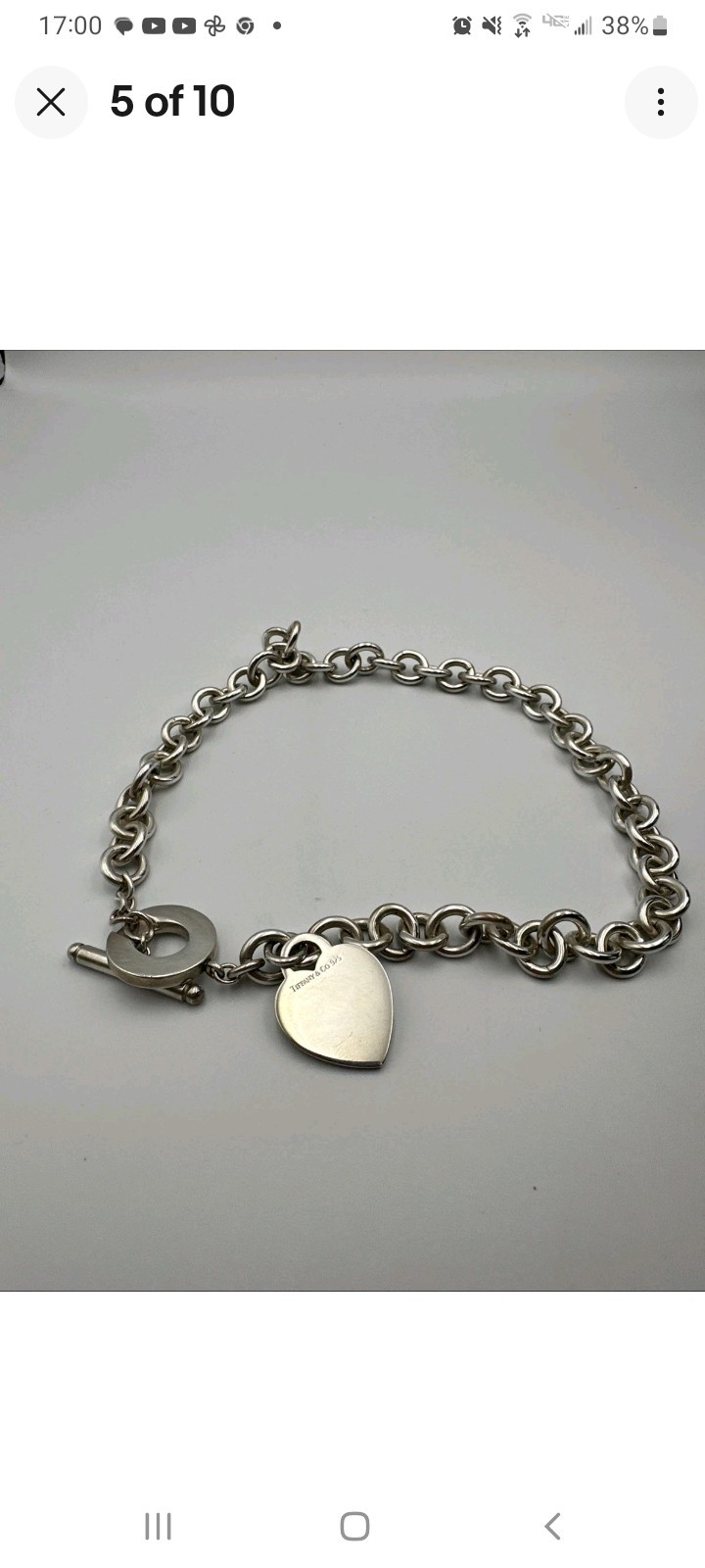 Tiffany & Co. Return to Tiffany Heart Tag Toggle Necklace 16 in .925 Silver