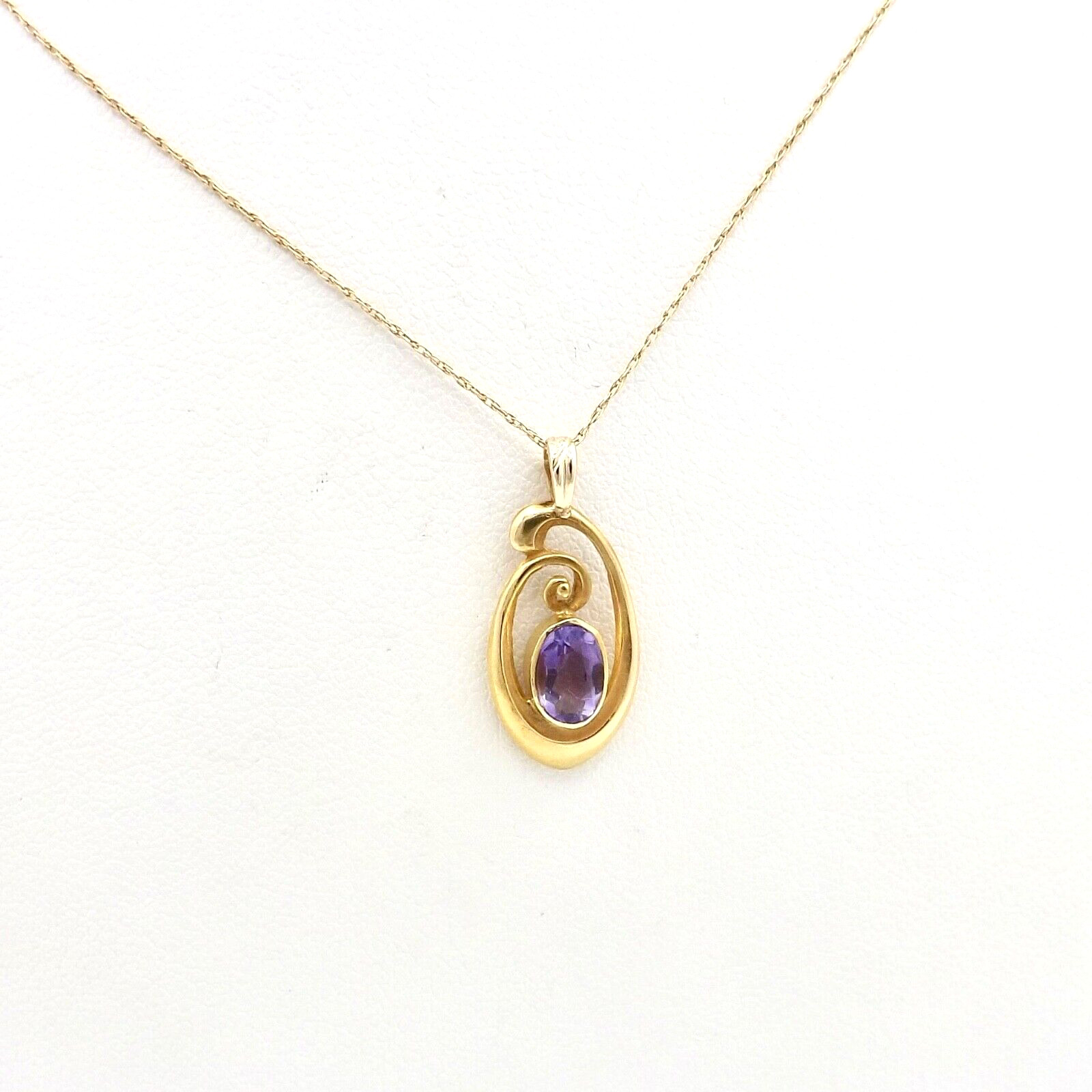 Art Nouveau 14K Gold Amethyst Mother Child Pendant Necklace Ehrlich Sinnock 19in