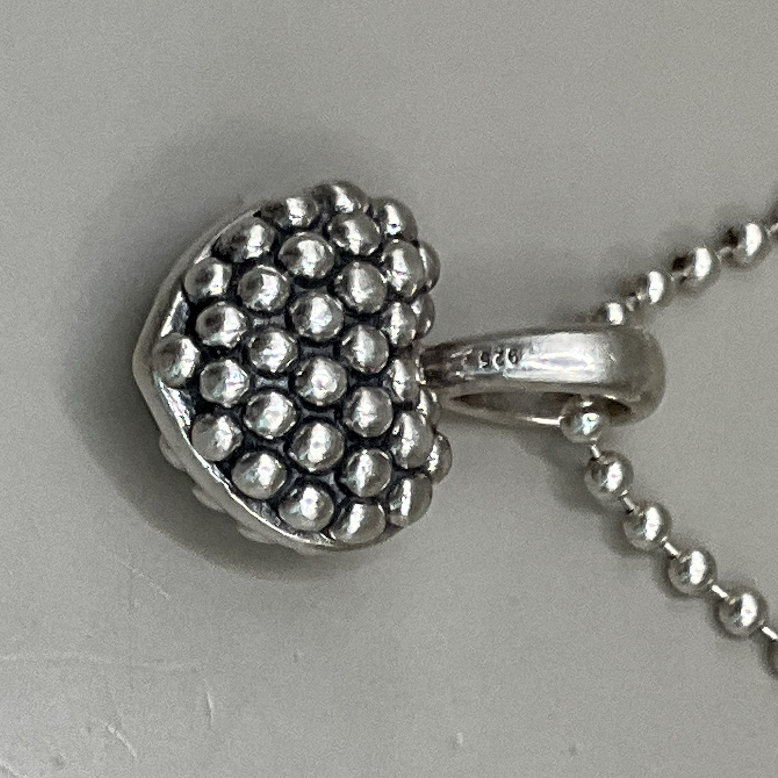 Lagos Necklace Sterling Silver 925 Caviar Chain Puffy Heart Pendant
