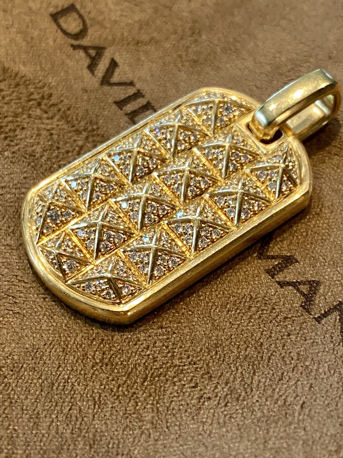 David Yurman 18k Gold Diamond Pyramid Pendant 1.75” $12,500 23.4 Gram