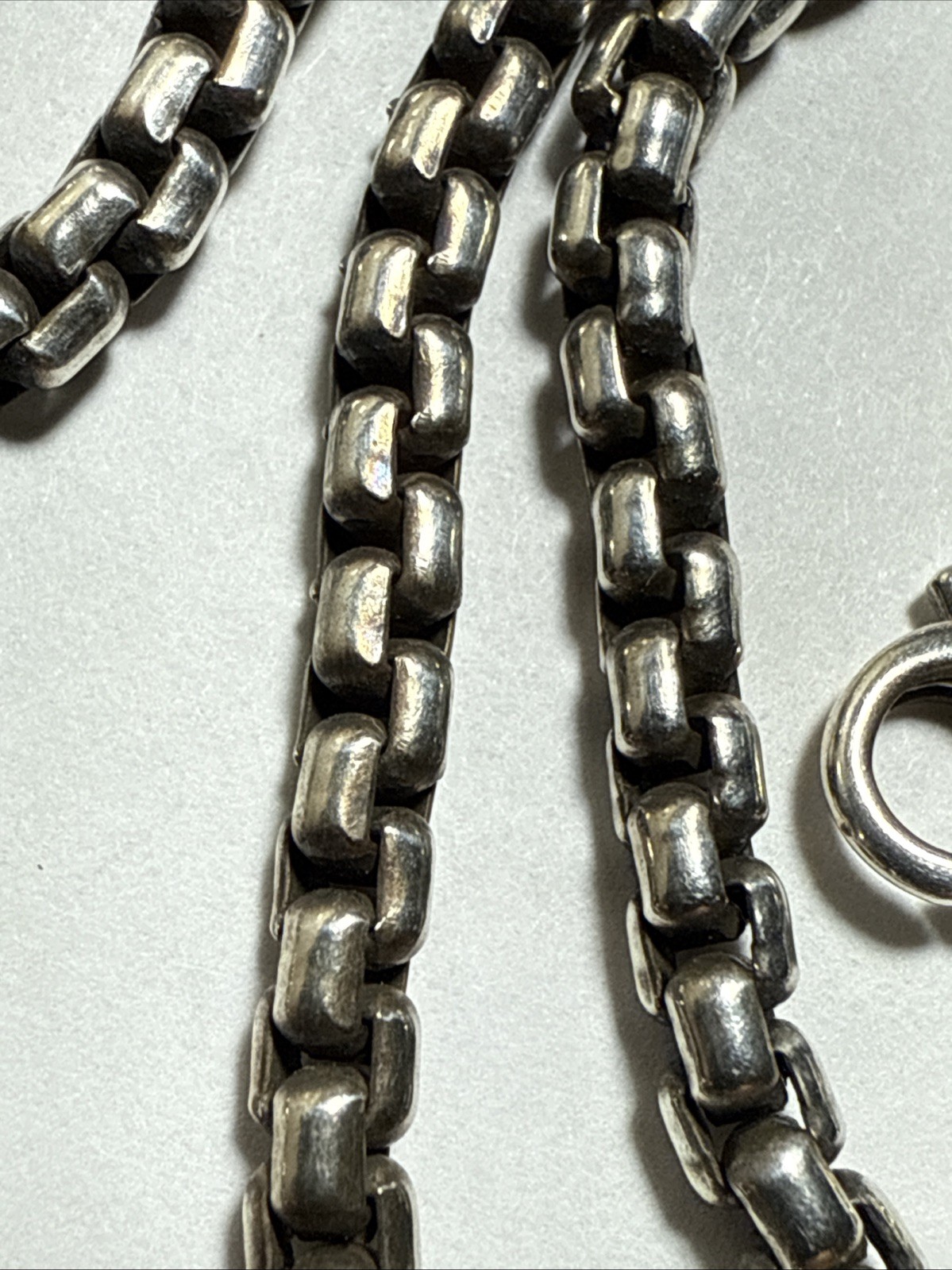 David Yurman Box Chain Necklace 33” 3mm Sterling 14k Hang Tag 50.2gr Vintage