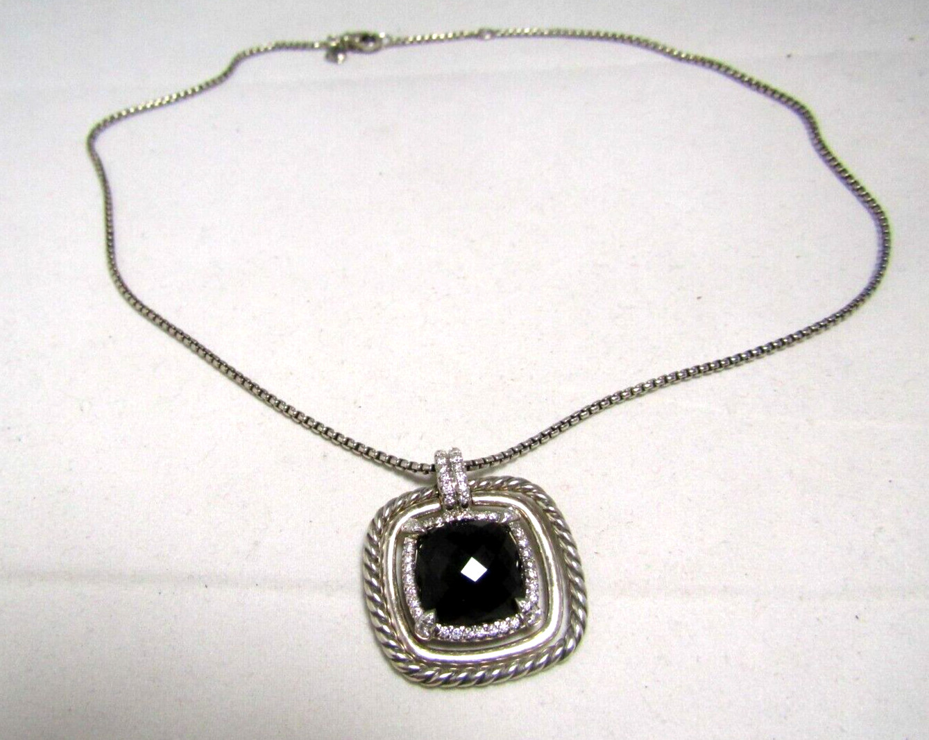 David Yurman Sterling Silver Black Onyx & Diamond Chatelaine Pendant Necklace