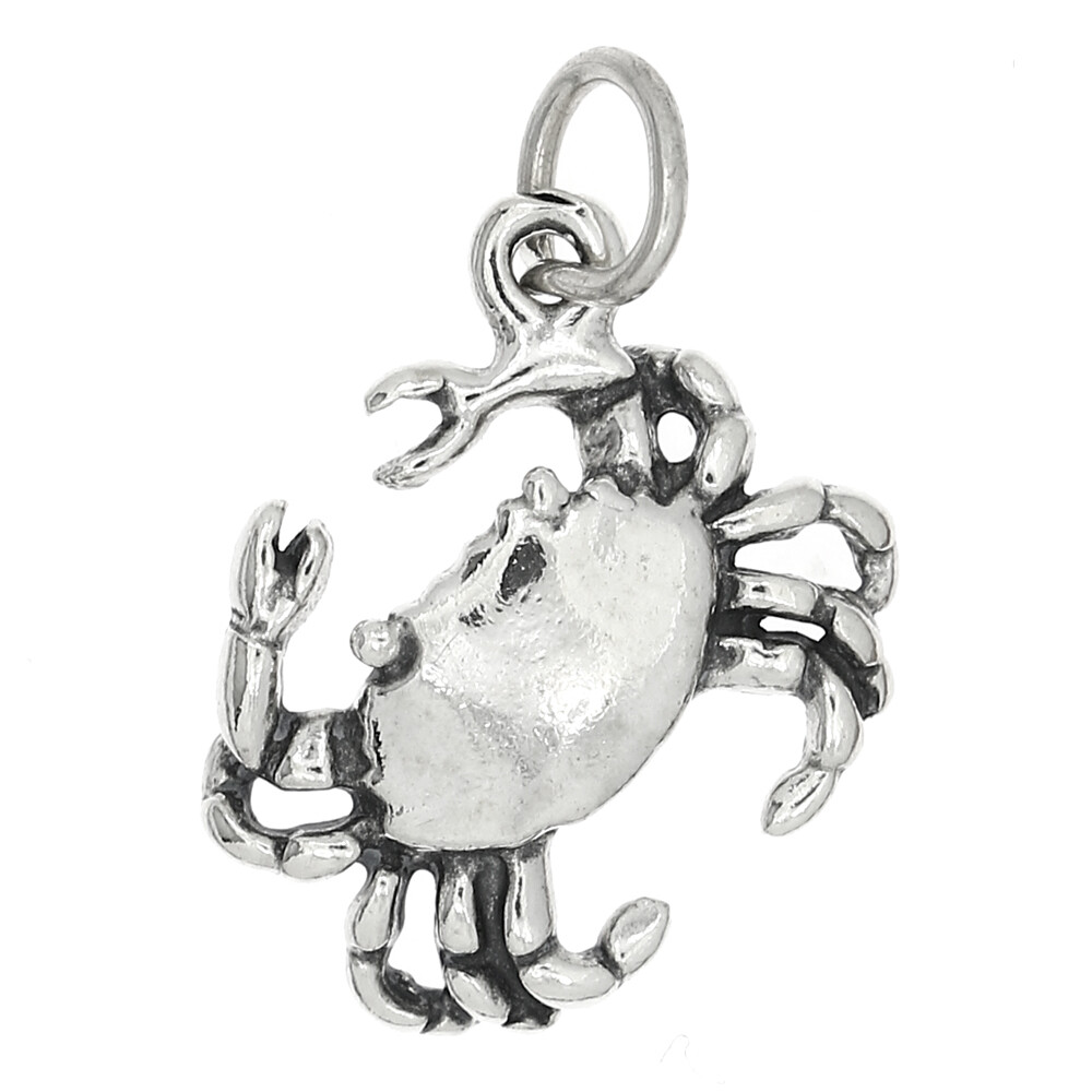Sterling Silver One Sided Crab Charm or Pendant