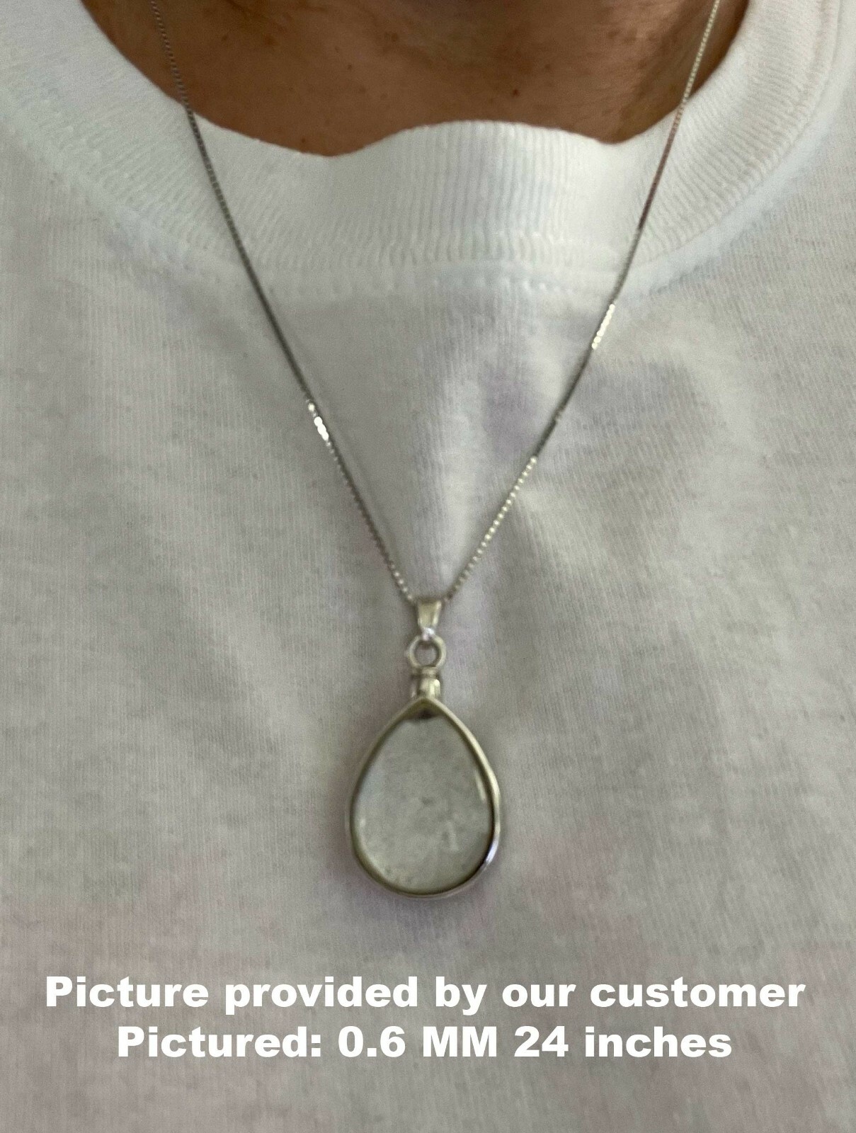 10K Solid White Gold Box Chain Necklace, 16″ To 24″ Inch, 0.5mm To 1.0mm Thick