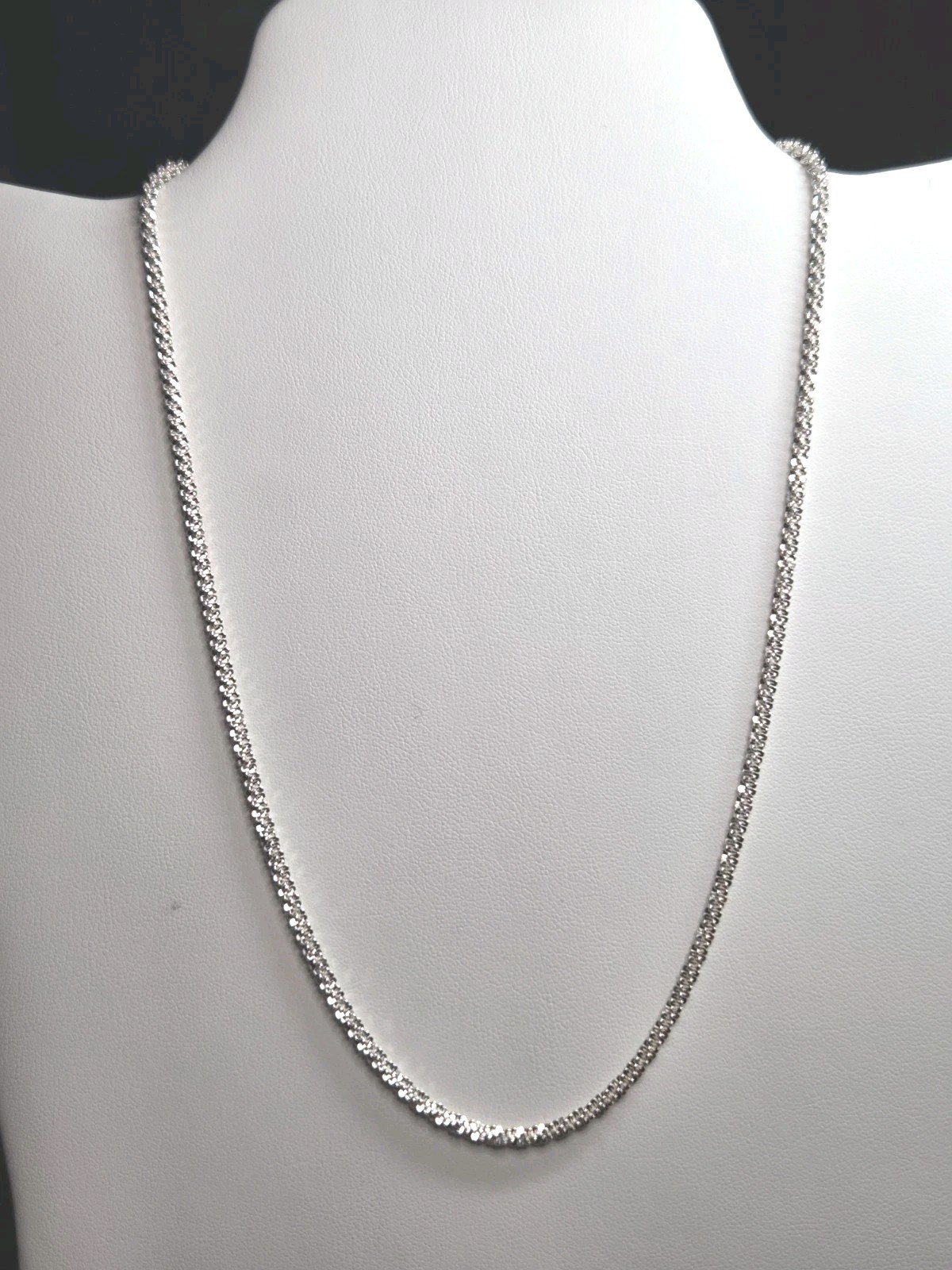 Solid 925 Sterling Silver Diamond Cut Sparkle Rope Chain Necklace 3mm 17 Inches
