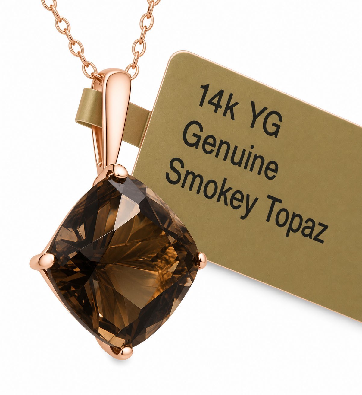 GENUINE 4.35 Cts SMOKY TOPAZ PENDANT 14k ROSE GOLD – Free Appraisal Service