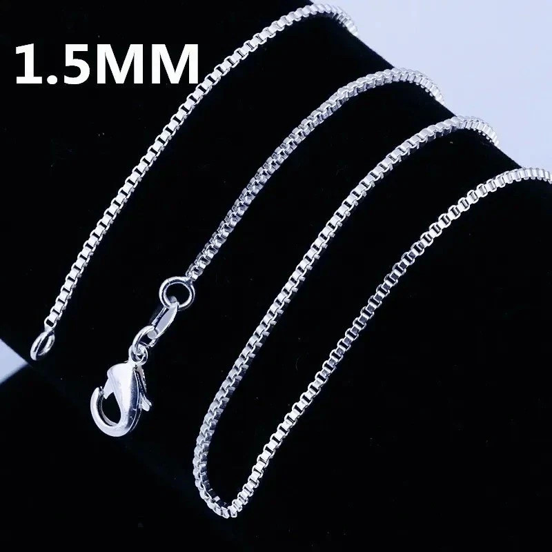 925 Sterling Silver Necklace 16/18/20/22/24 inches fine 1.5MM Box chain