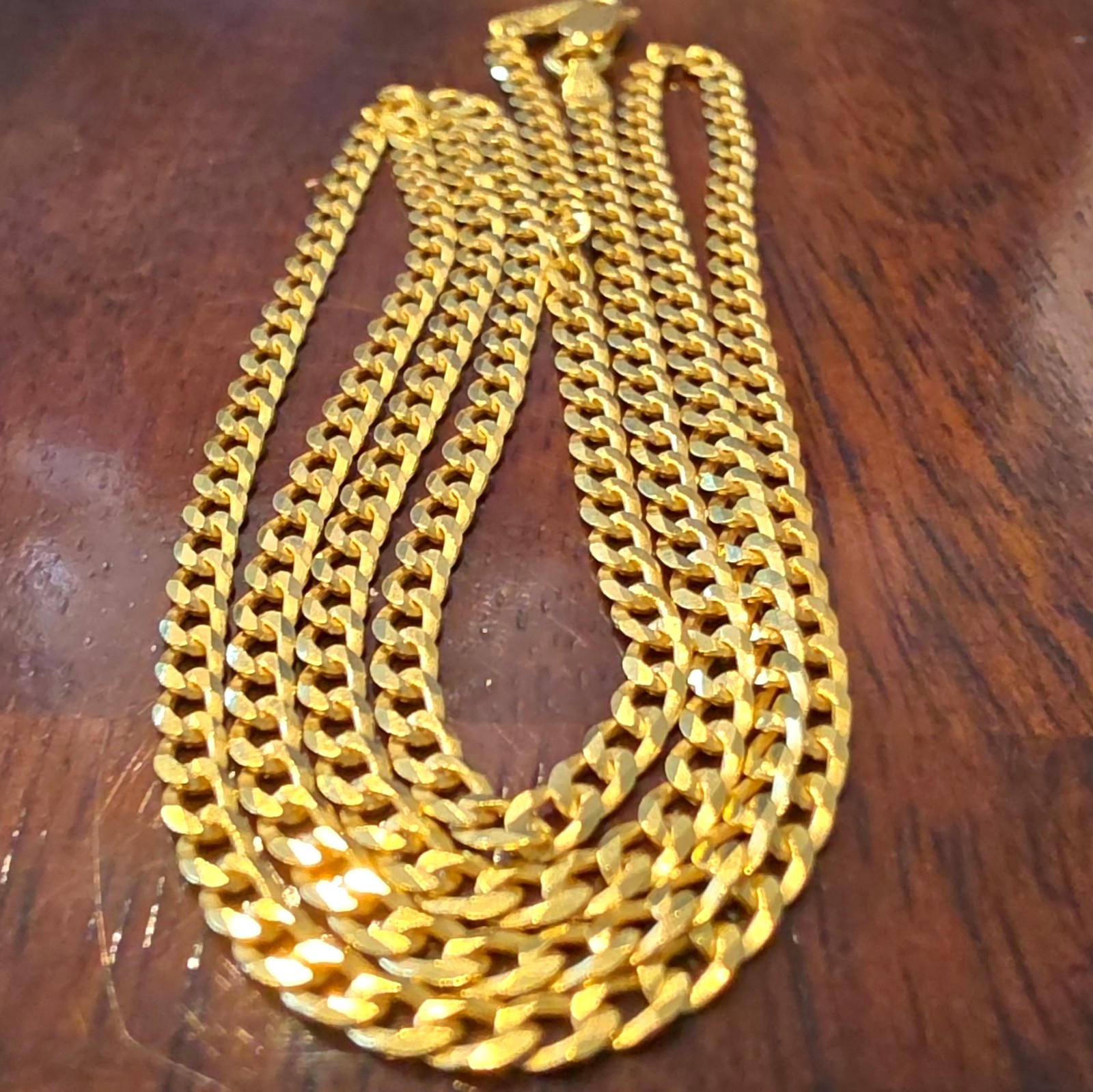 925 Sterling Silver 14K Yellow Gold Over Curb Link Chain Lobsterclaw 24inch 2mm