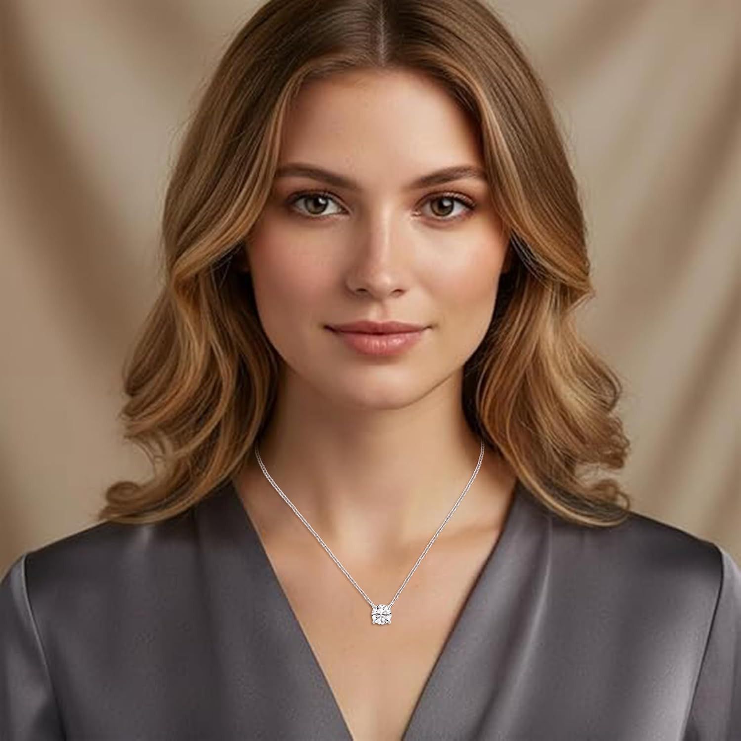 Lab Grown Diamond Pendant Necklace in Sterling Silver, 1/2 to 2 Carat