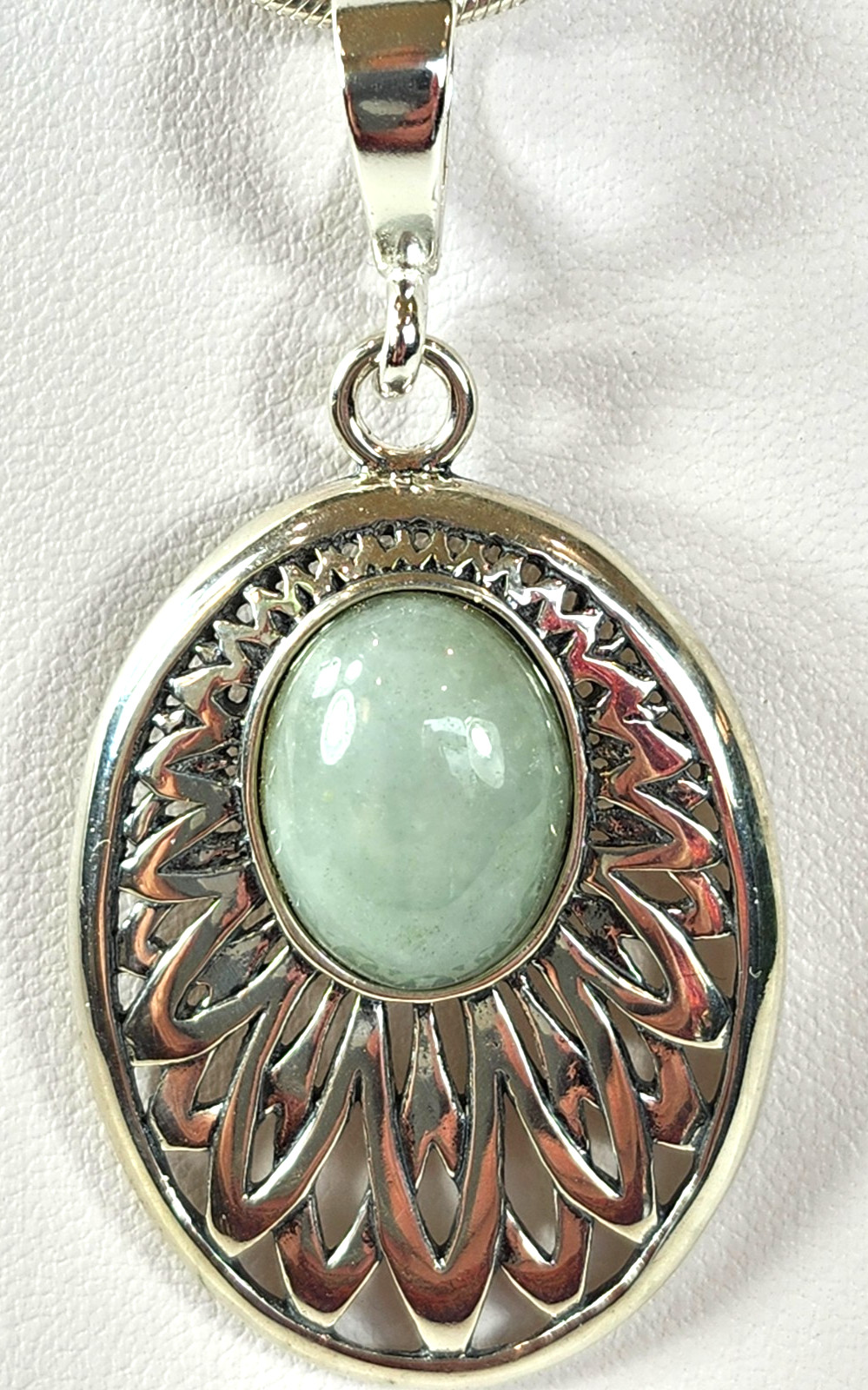 Natural Untreated Artisan Burmese Myanmar Jadeite Sterling Pendant 8016A