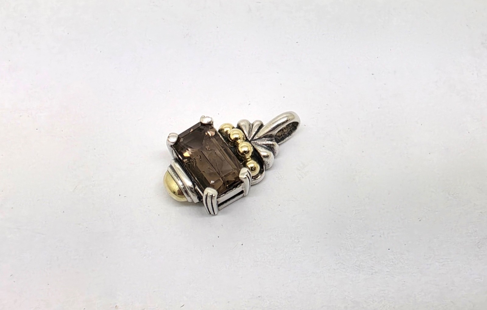 VINTAGE LAGOS CAVIAR 925 750 SMOKEY TOPAZ PENDANT,1 “