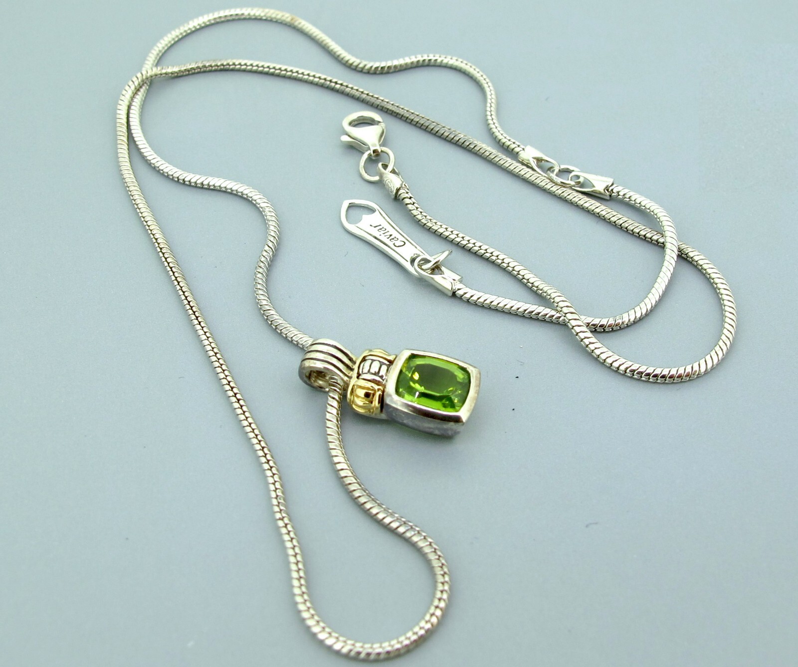 Caviar Lagos 18k Yellow Gold & Sterling Silver Peridot Stone Adjustable Necklace