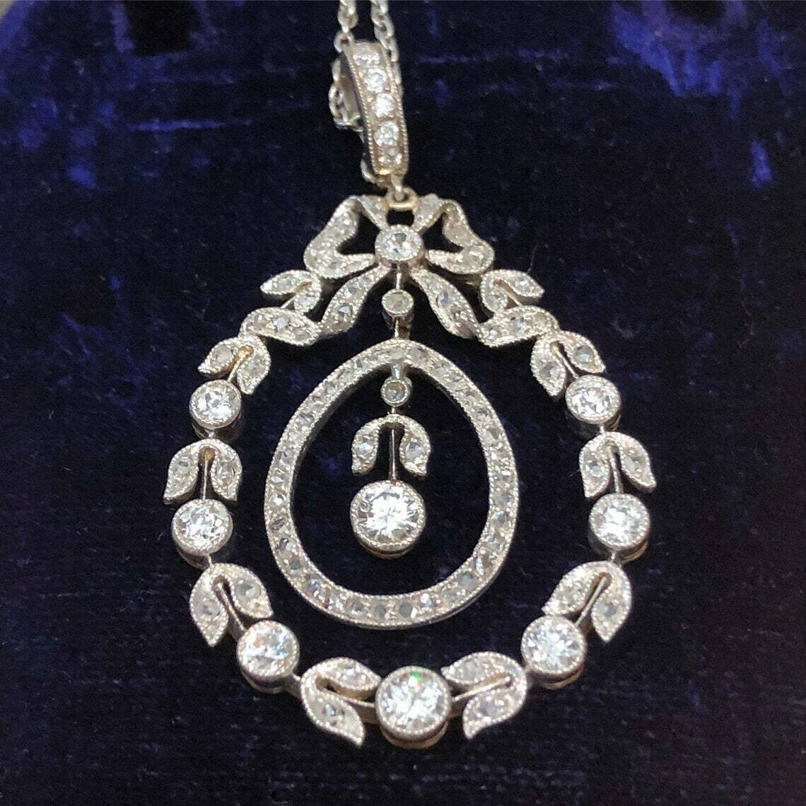 2.50Ct Lab Created Diamond Antique Wedding Pendant 14K Yellow Gold Finish