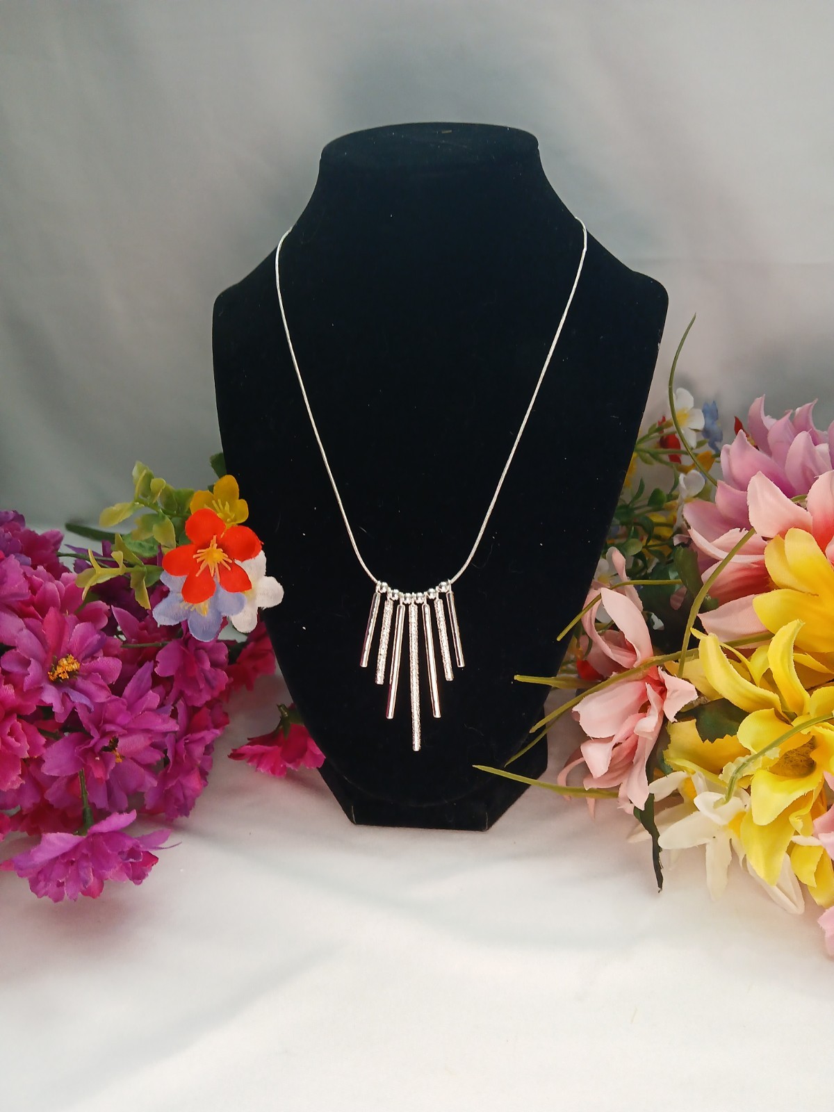Unique 925 Sterling Dazzling Tassel Necklace 18 Inches