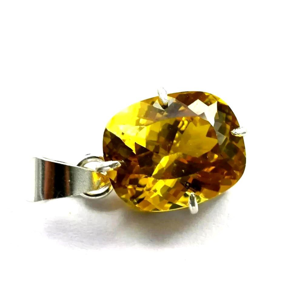 Natural 26.85 Ct Yellow Sapphire Cushion Cut 925 Solid Silver Pendant Gemstone