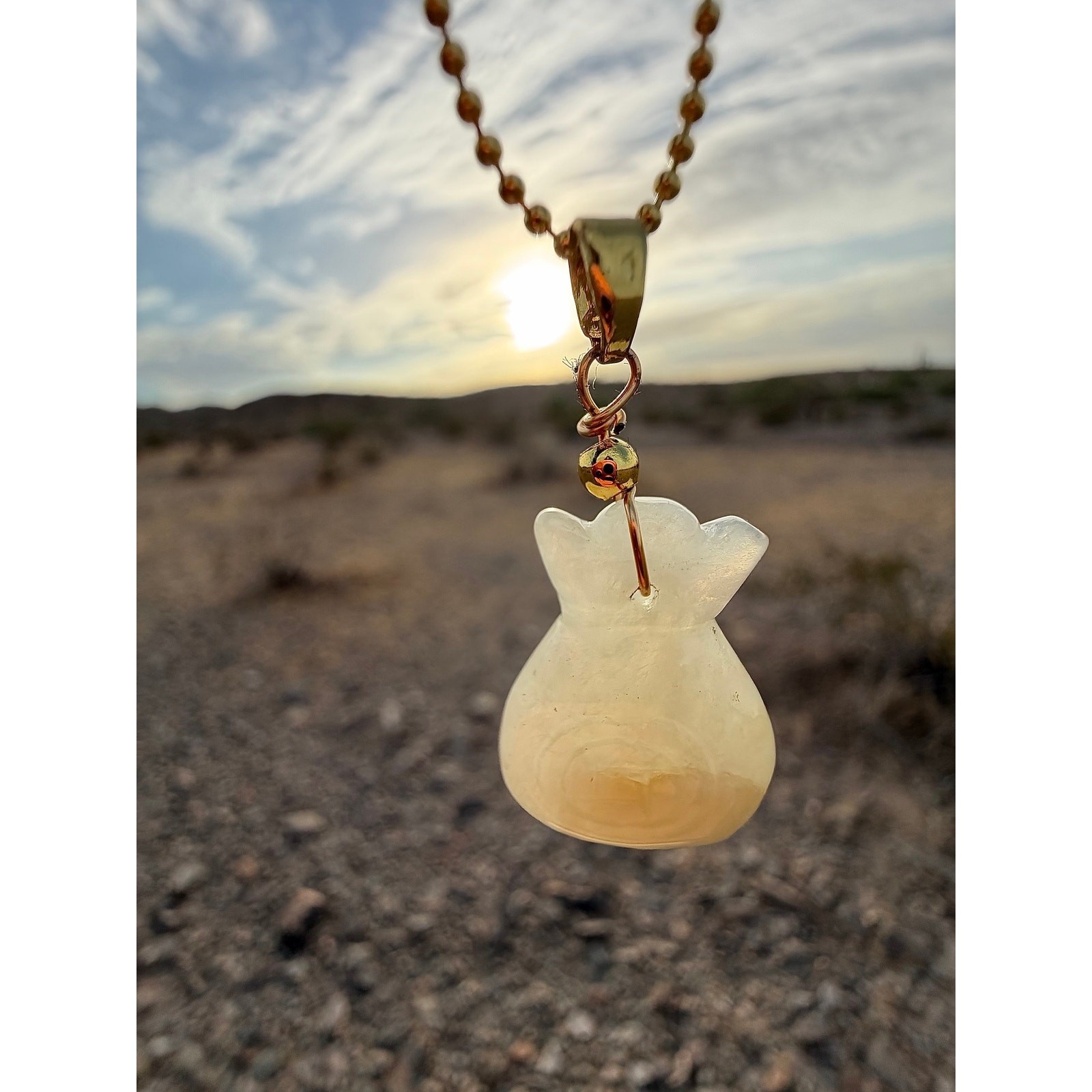 Natural Jade Money Bag Pendant Necklace | Lucky Wealth Charm