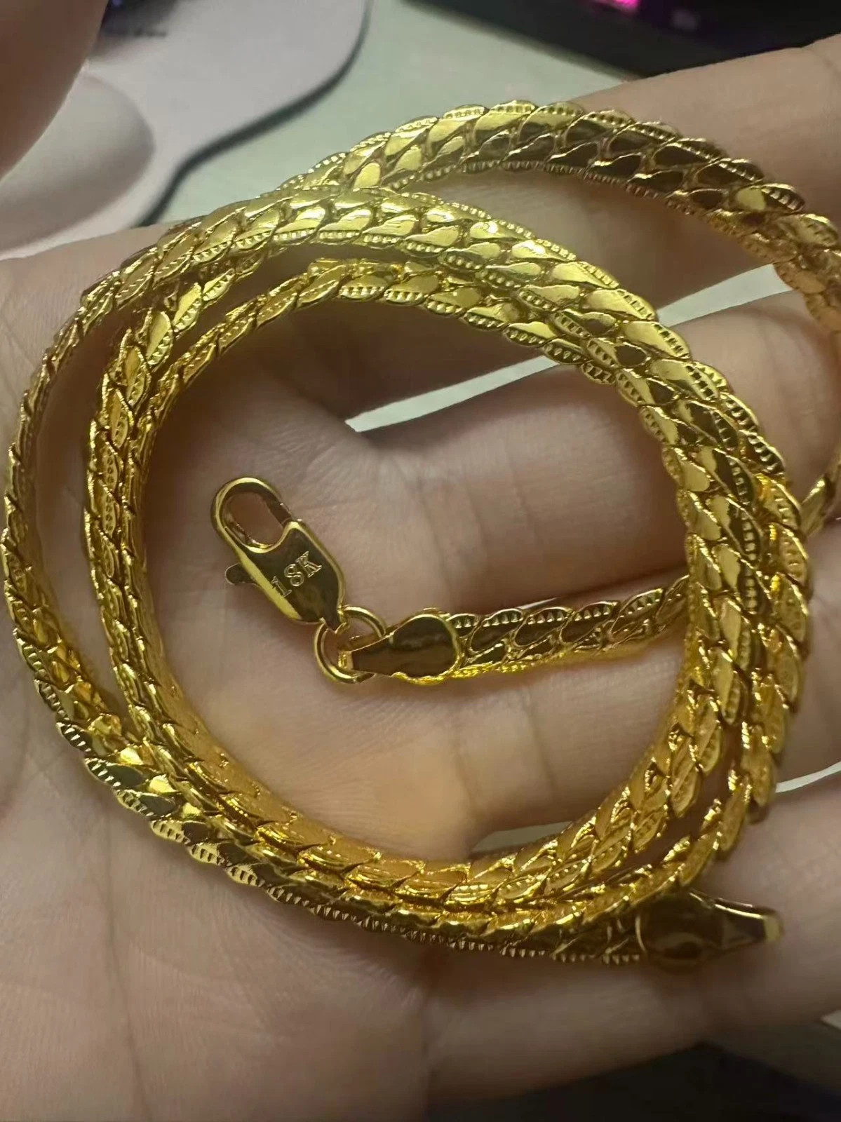 18K Solid Yellow Gold 5mm Rope Chain Necklace Lobster Clasp Classic Jewelry