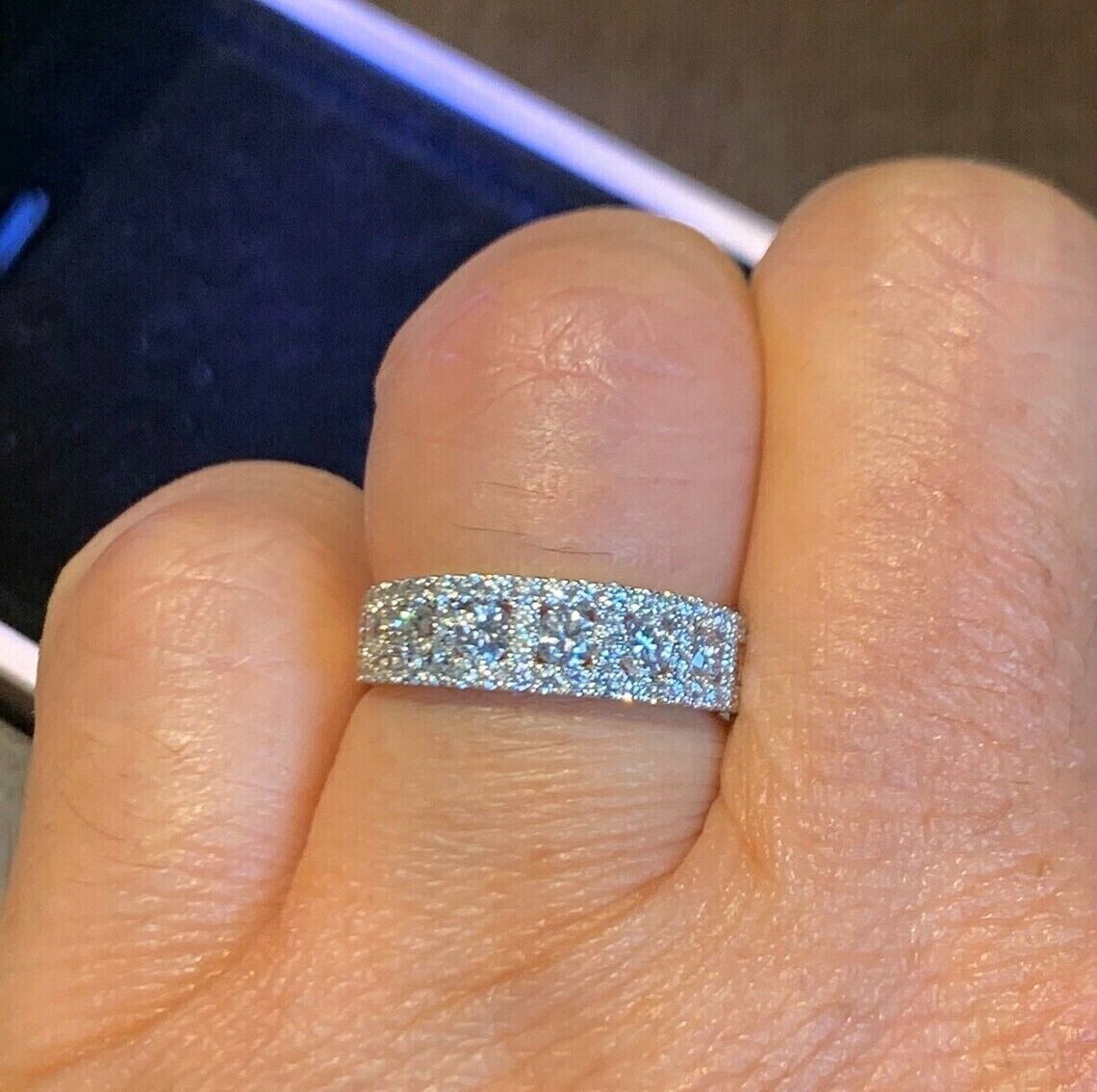 3Ct Lab Created Diamond Round Half Eternity Wedding Band 14K White Gold Plated